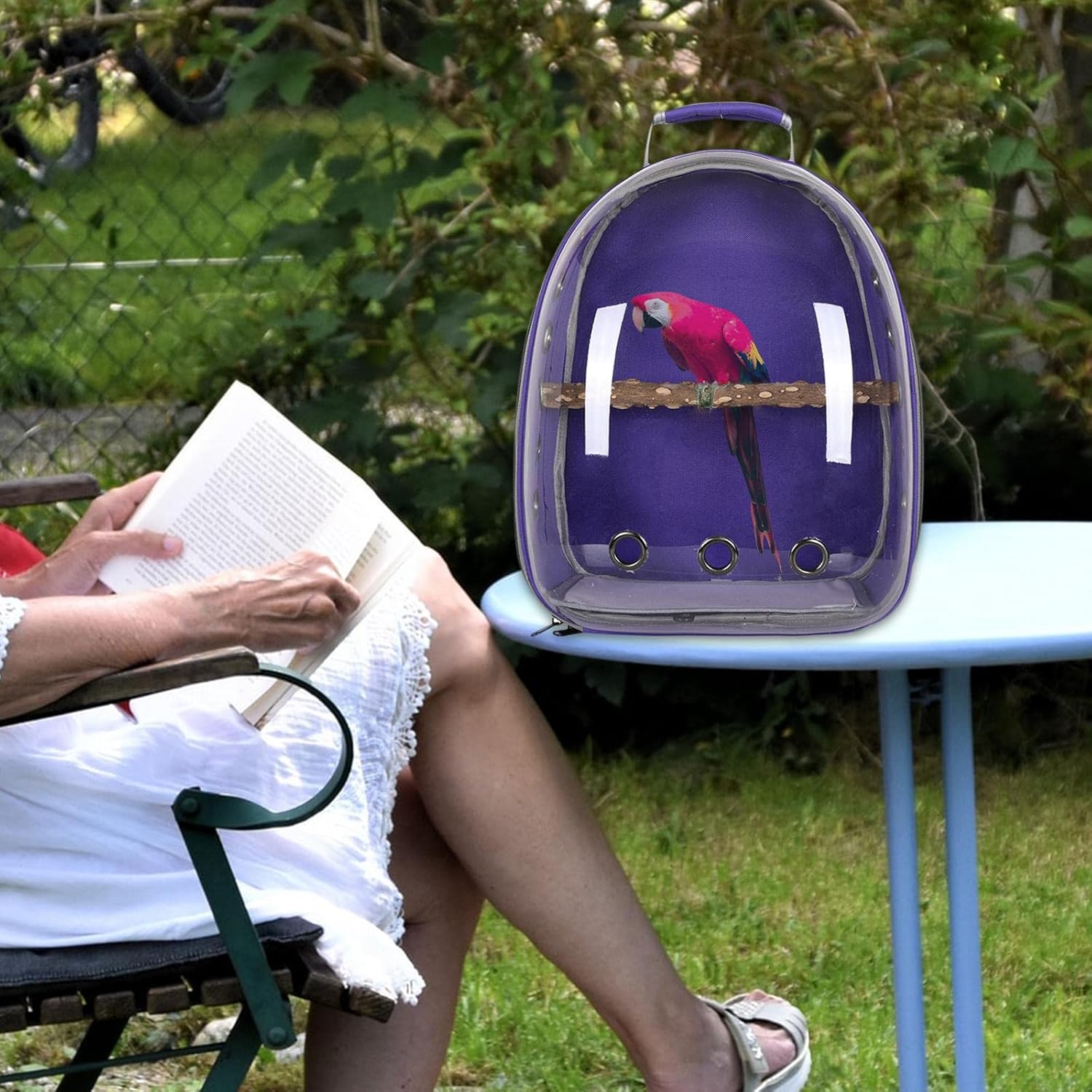 Bird Backpack Carrier for Parrots with Window for Small and Medium Birds, Purple