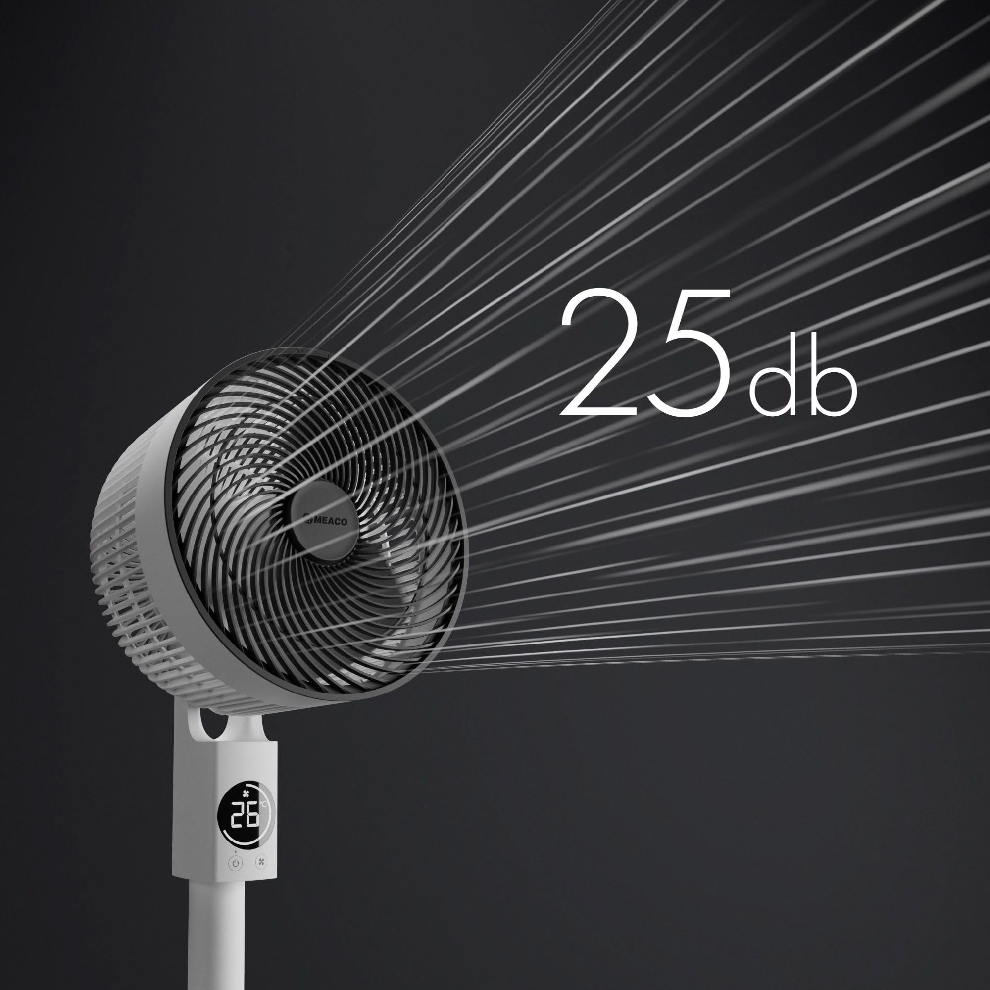 MeacoFan Sefte® - Ventilatore da terra regolabile in altezza con flusso d'aria potente, raffreddamento a telecomando ultra silenzioso, modalità notturna, timer di silenzio