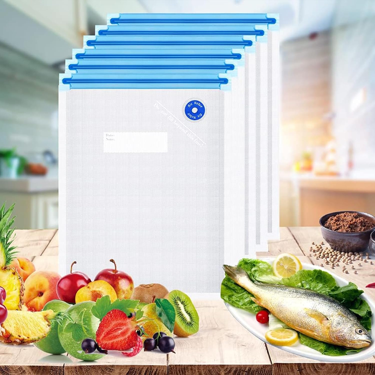 Reusable Vacuum Sealer Bags for Food, 10 PCS (Size 8.66" x 8.3") BPA-Free Food Storage Bags with Air Valve, Leak-Proof & Odor-Resistant for Freshness Preservation