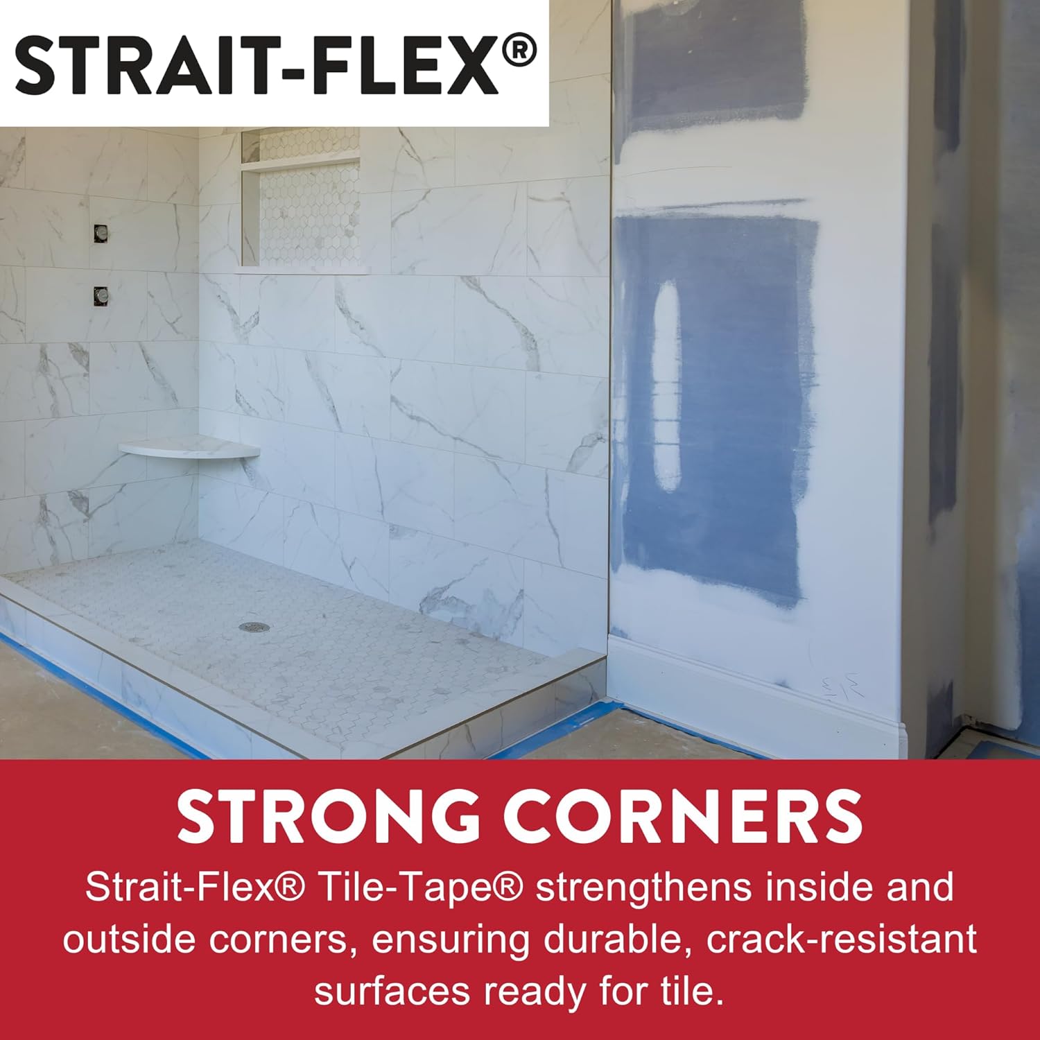 Tile-Tape – Waterproof Tile Adhesive for Corners & Seams – Prevents Leak & Grout Cracks – Strong & Easy to Apply – 57mm x 30.5M