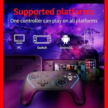 NBCP X6 2 Pack Wireless Bluetooth Pro Controller Compatible with Nintendo Switch Controller For Switch 2 Controller, PC, Android, iOS - 6-Axis Gyro,Dual 4-Level Vibration, Anti-Drift Joysticks, Turbo, 2 Programmable Buttons, Wake-Up,Screenshot