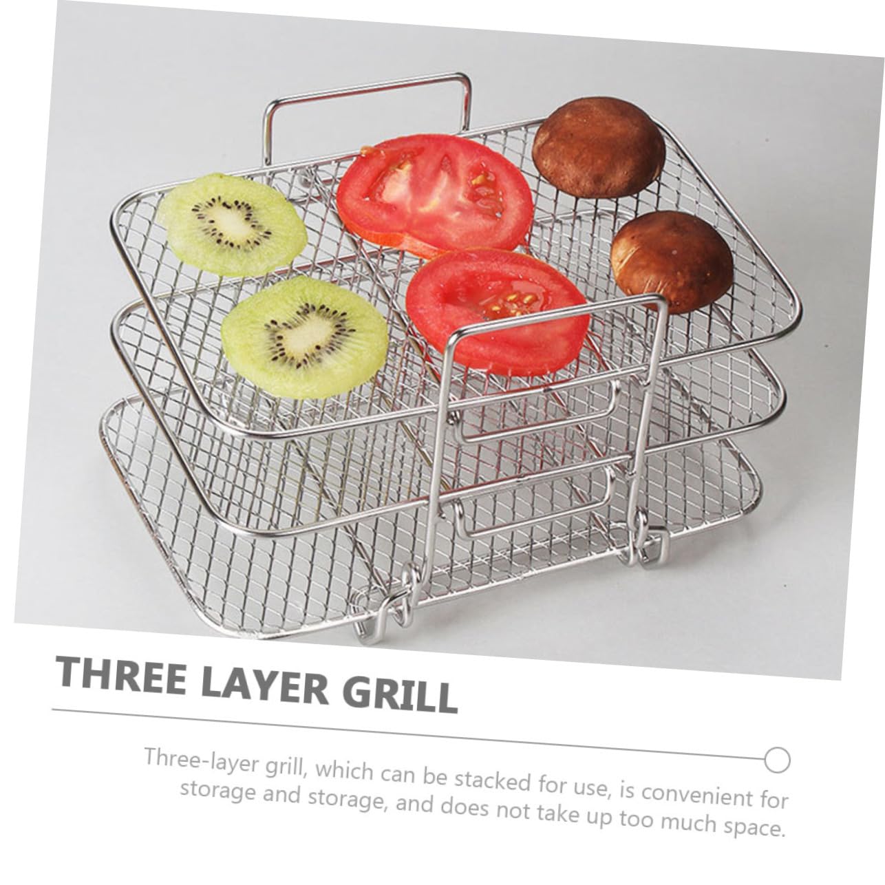 Homoyoyo Supporto Per Grigliare Acciaio Inossidabile Per Friggitrice Ad Aria Rack Tre Strati Per Deidratazione e Cottura Rapida Accessorio Pratico Per Cucina