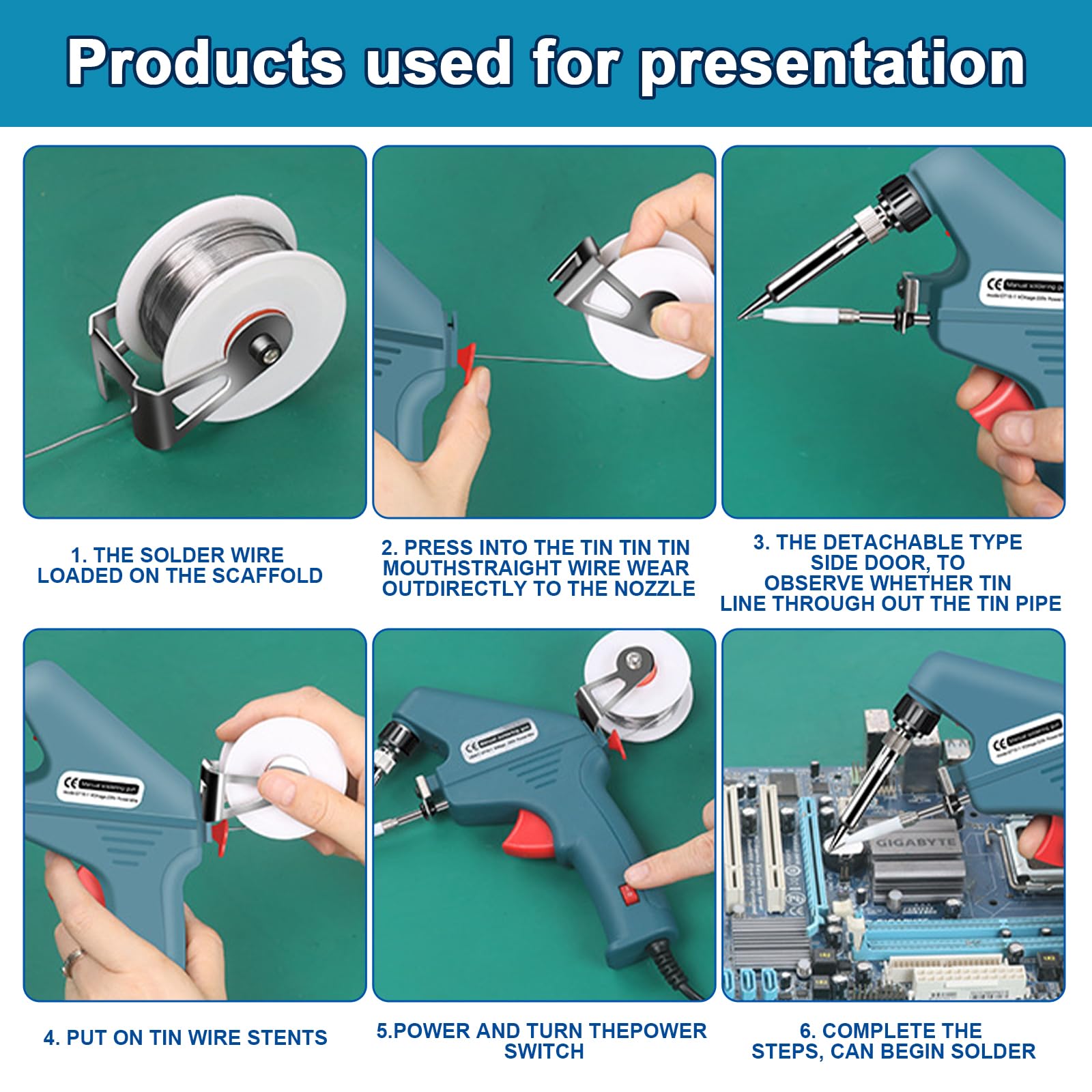 Roadtime 60W Pistolet à Souder à Chaud Interne, Portatif kit de Pistolets Et Fers à Braser avec 5 têtes de fer à souder, pour les réparations de soudure électronique DIY appareil a souder metal
