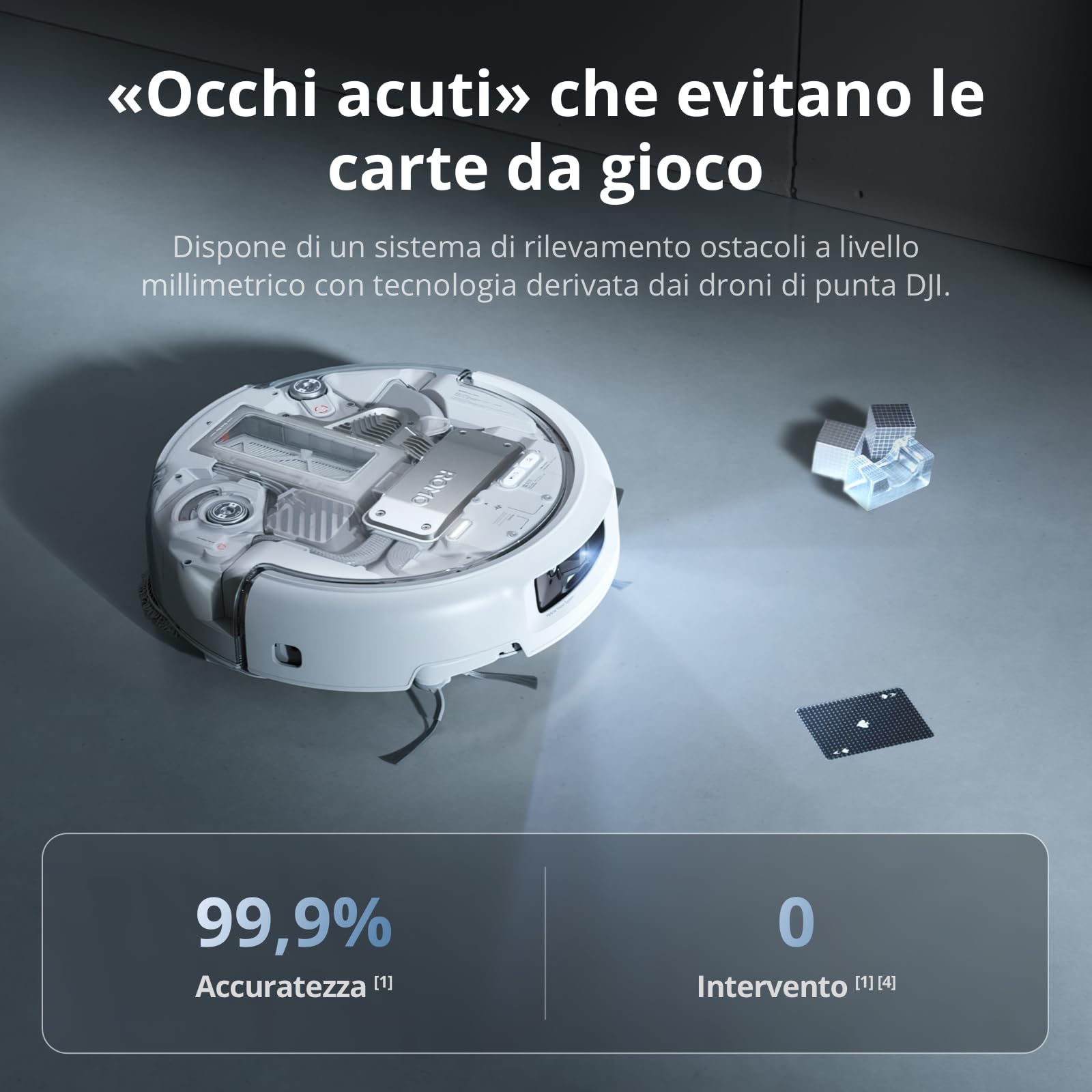 DJI ROMO P robot aspirapolvere e lavapavimenti con design trasparente, aspirazione da 25.000 Pa, rilevamento a livello di drone, senza manutenzione per 200 giorni, lavaggio personalizzabile