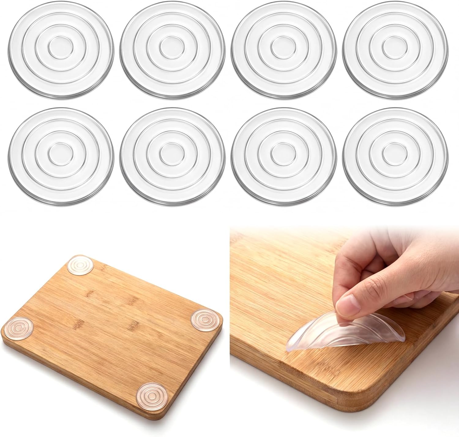 8 PCS Rubber Feet for Cutting Board Non-Slip Feet 1.6 Inch Silicone Pads Self Adhesive No Screws Needed Prevent Sliding Shock-Absorbent for Cutting Board