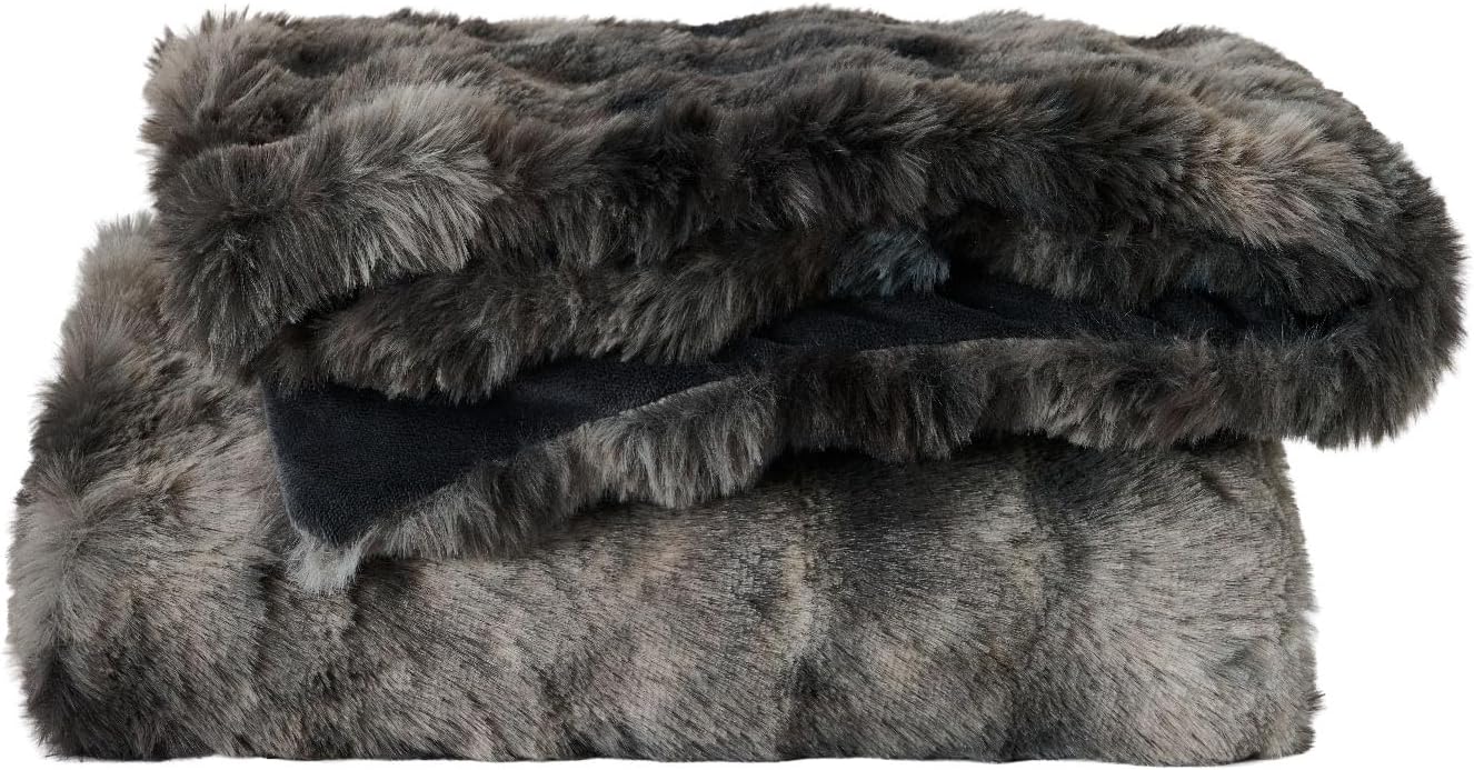 Lotus Karen Faux Fur Blanket Tie-Dye Dark Gray Twin Size - Big Bubble Rabbit Fluff Throw for Couch Small Fluffy Fuzzy Cozy Thick Furry Plush Shaggy Blankets 60x80 Inches - Image 9