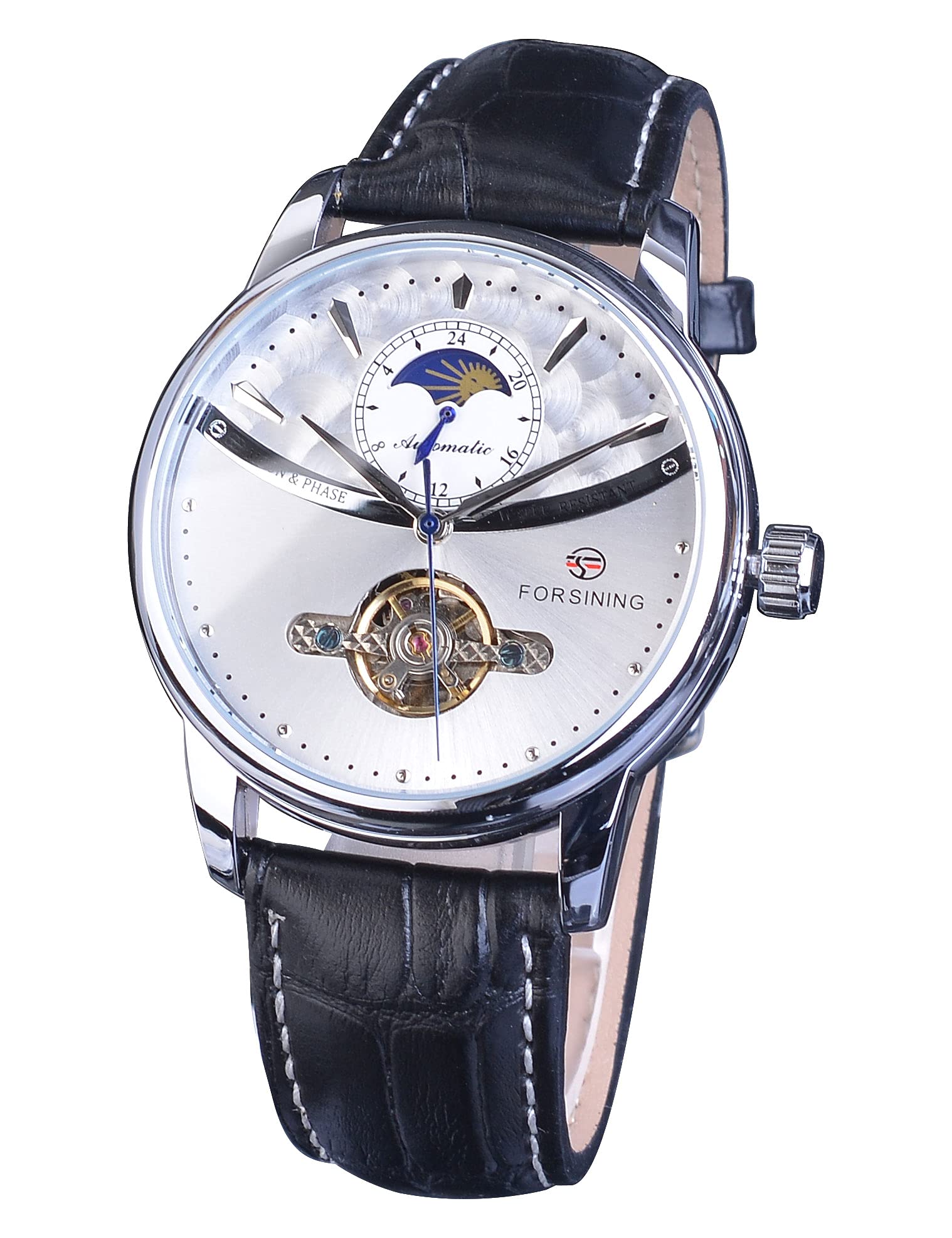 FORSINING Classic Blue Moon Phase Mechanical Automatic Mens Leather Wrist Watch (B081SV988B) Amazon Price History, Amazon Price Tracker