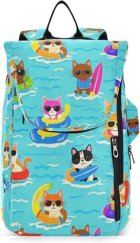 Tenni Badminton Racket Bag Cute Sturdy Cat Dog Swim Summer Blue Cartoon 3 Rackets Badminton Bag Case for Women, Men, Teenagers bolso para raqueta de