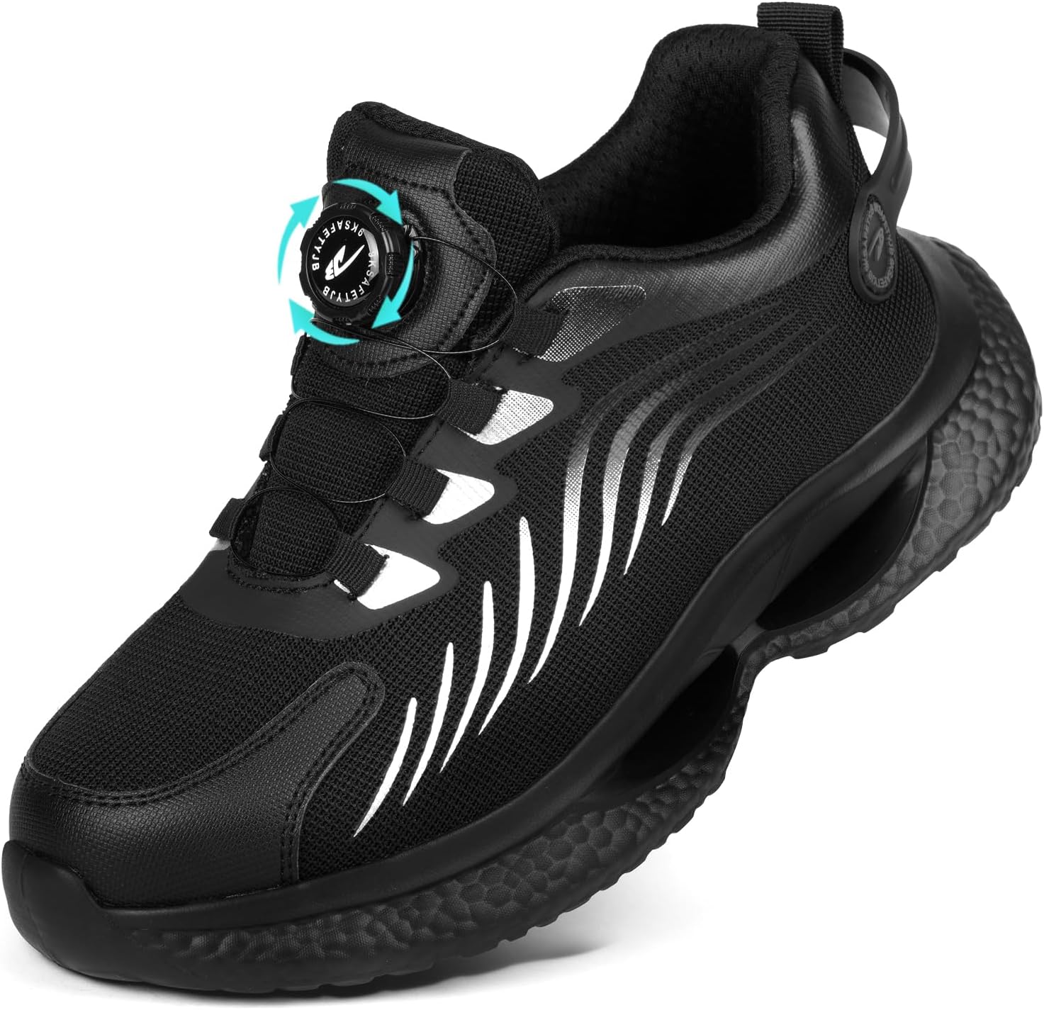 OFFCUP Veiligheidsschoenen voor heren, veiligheidsschoenen, werkschoenen, sportschoenen, veiligheidsschoenen met stalen neus, industriële schoenen, Zwart, 41 EU