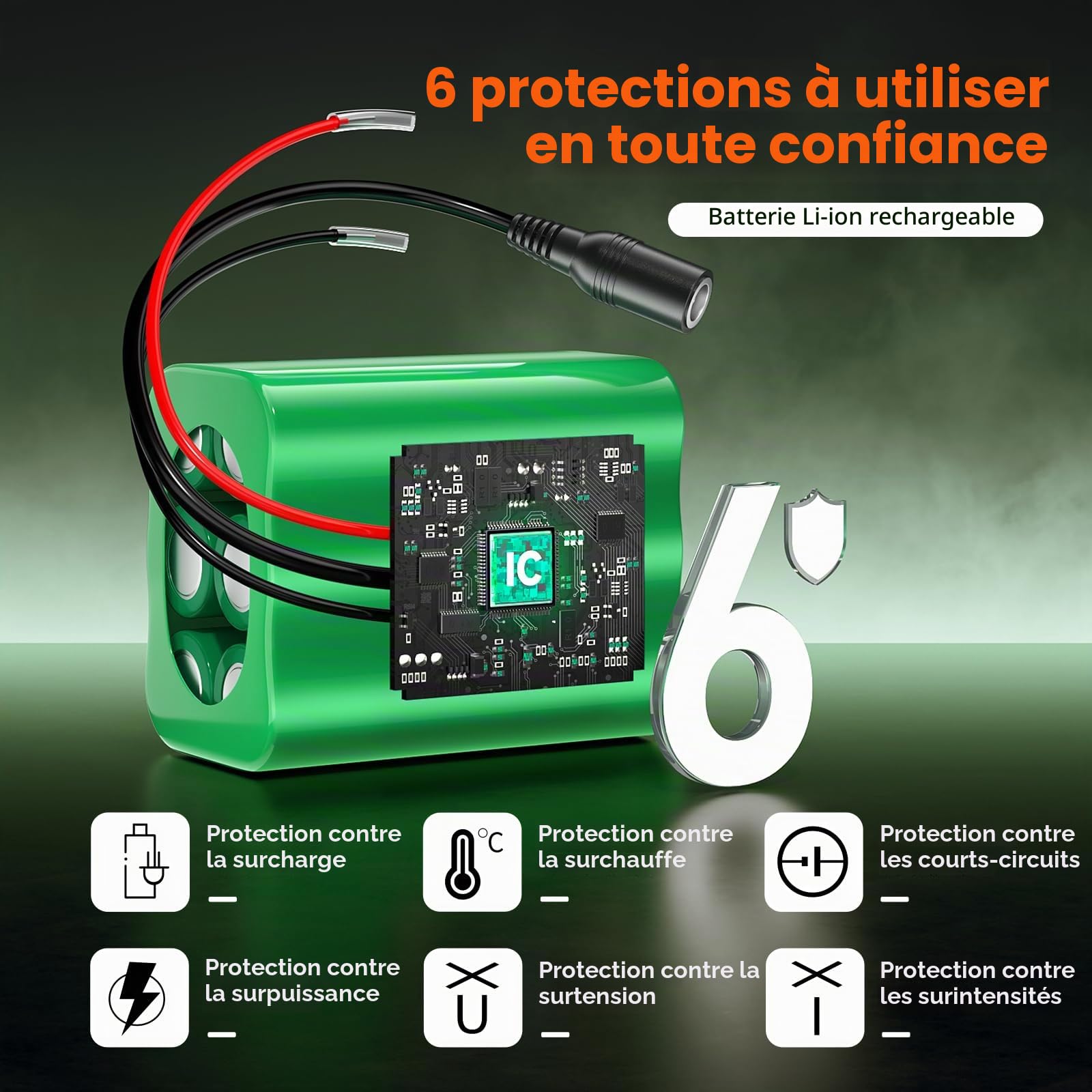 CITYORK Batterie lithium-ion rechargeable 24 V 3000 mAh pour projets de bricolage, bateau, caméra de vidéosurveillance, détecteur de poissons, barre lumineuse LED et plus encore