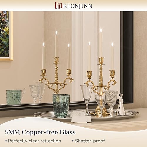 Miniatura 9 de Keonjinn Espejo negro para baño, espejo rectangular negro de 72 x 36 pulgadas, espejo grande negro mate, espejo de baño cuadrado con marco de metal,