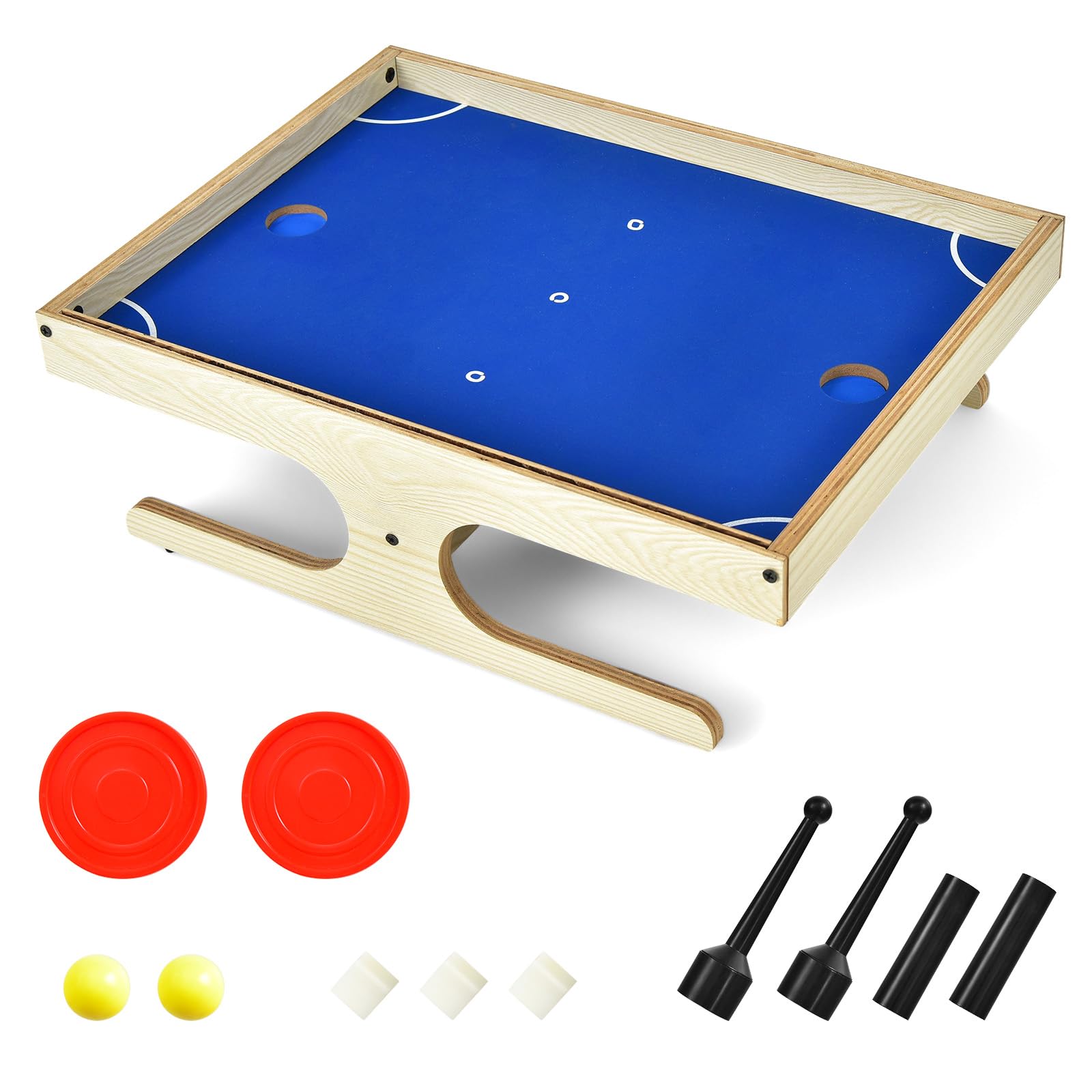 GYMAX Magnetic Foosball Table, 2 Player Mini Game Table with 2 Balls &2 Magnetic Handle Sets, 2 Scorers & 3 Magnets, Portable Desktop Soccer Game for Kids Adults