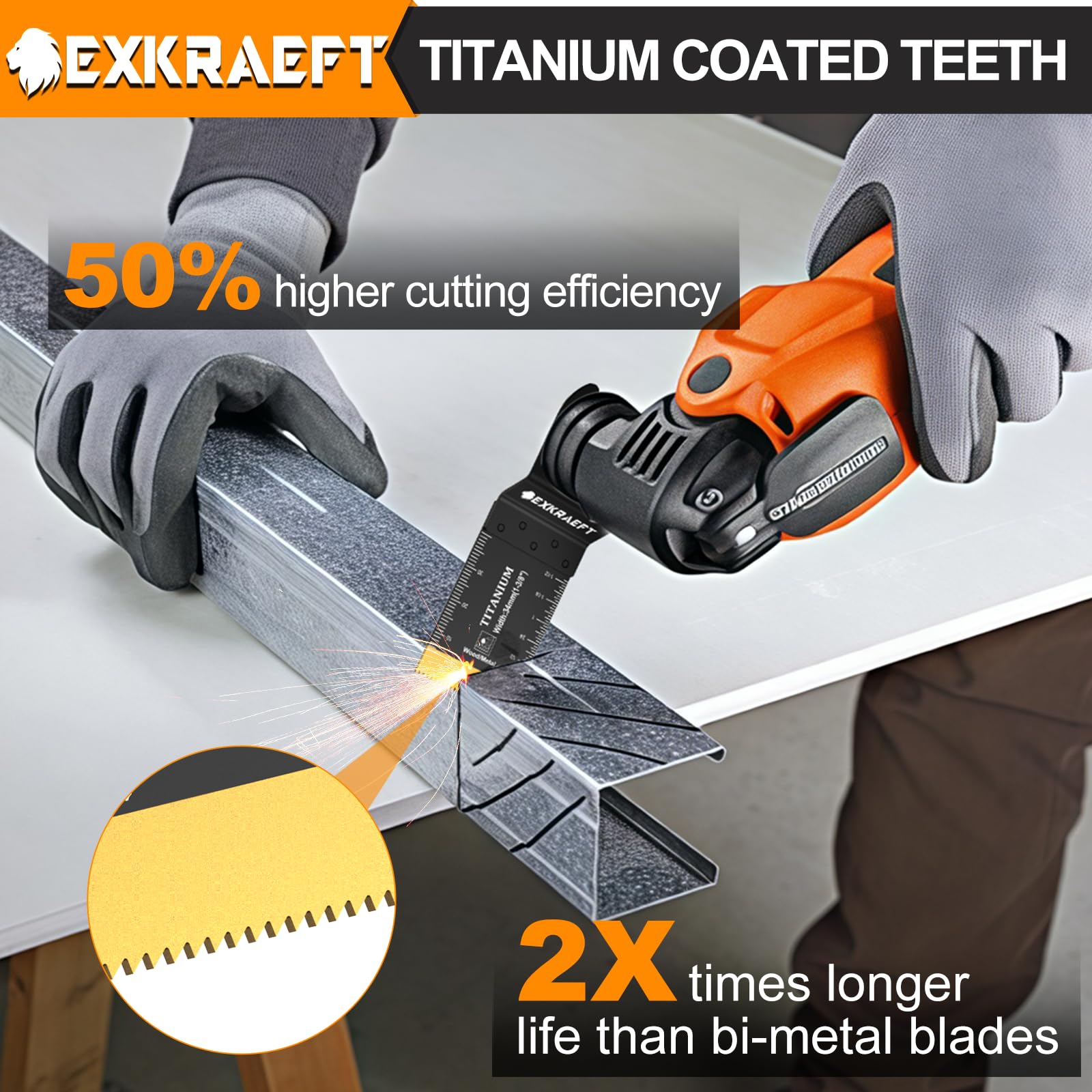 EXKRAEFT 18 cuchillas oscilantes de titanio, cuchillas multiherramienta universales para clavos de metal, madera, plástico y material duro, hojas de sierra oscilantes compatibles con Dewalt Milwaukee