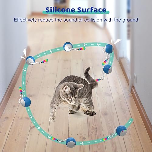 Miniatura 4 de Juguete interactivo para gatos, juguetes rápidos y automáticos con luces LED arcoíris, juguetes inteligentes para gatos con sonidos y activación