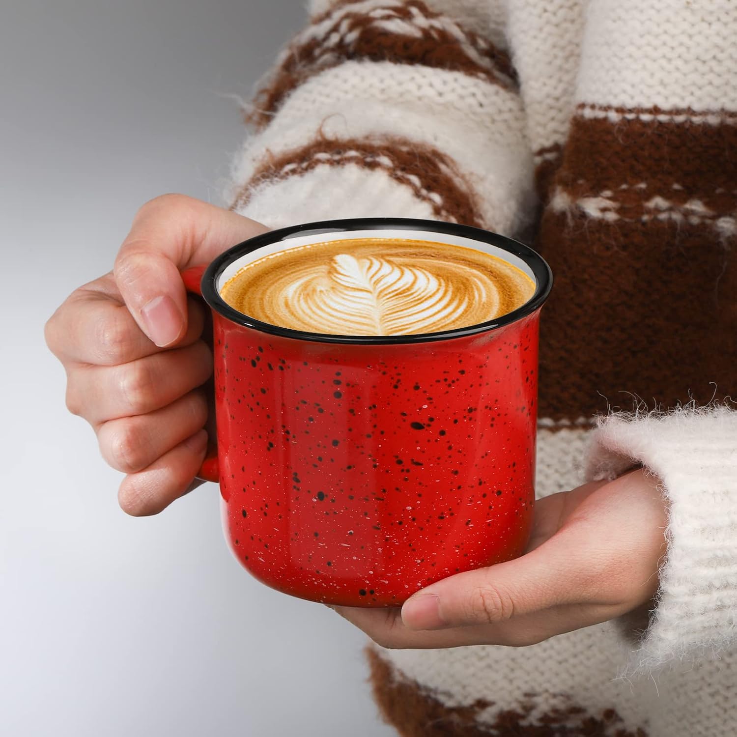 Lyellfe Set of 6 Ceramic Coffee Mugs, 15 Oz Campfire Camping Mugs, Speckled Camper Mug for Tea, Coffee and Hot Chocolate, Campfire Gift Mugs for Camper Lovers and Friends, 6 Colors - Image 4