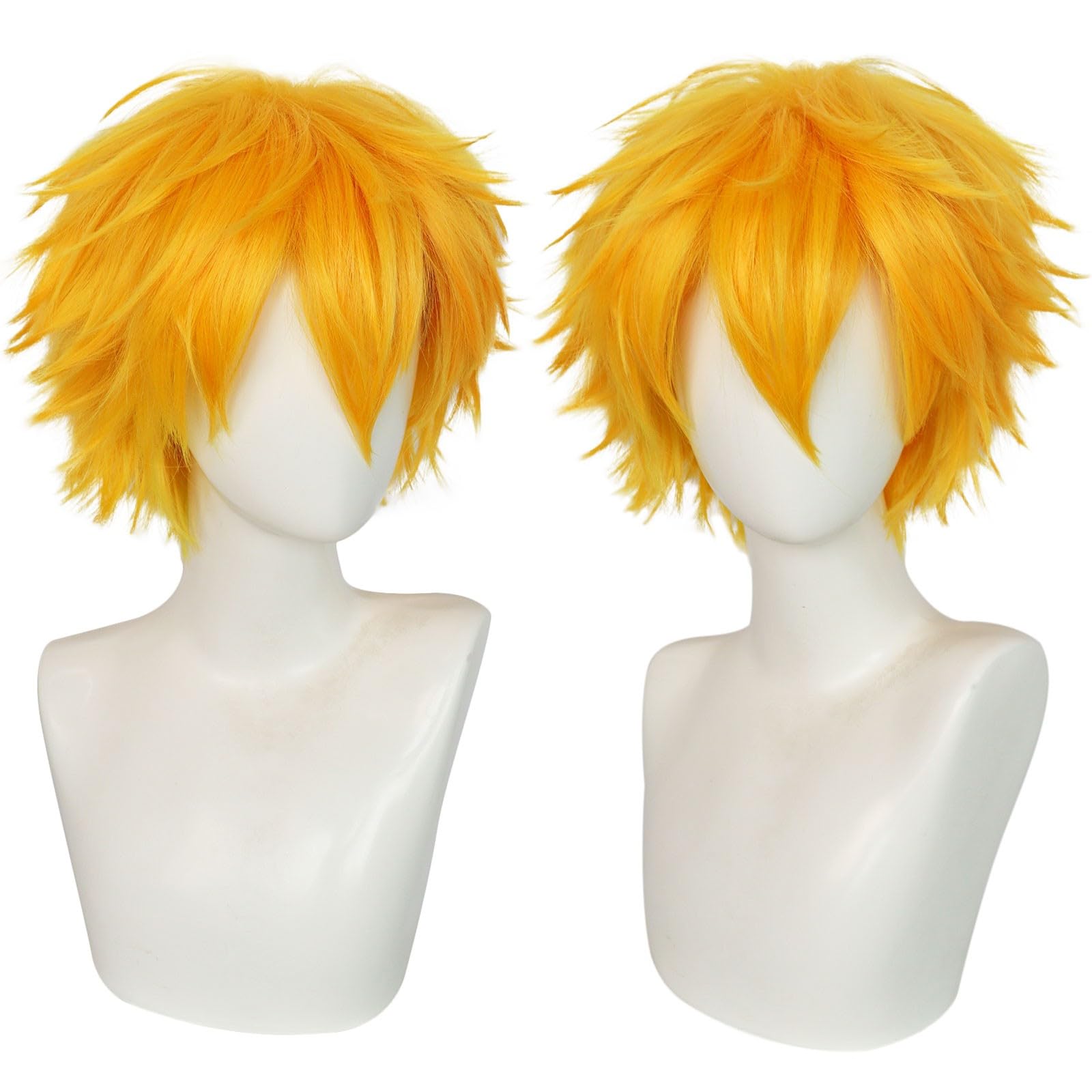 ANOGOL Hair Cap + Short Yellow Men's Cosplay Wig Hotori Tadase Cosplay Yellow Hair Kurapika Costume Wigs Short Synthetic Wig for Halloween Christmas