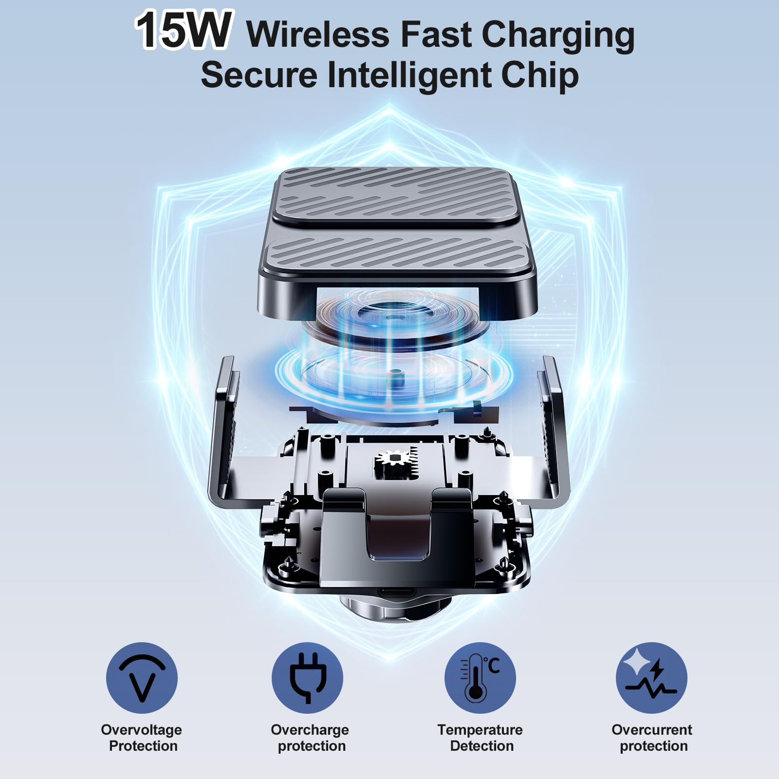 Caricabatterie da auto wireless 3 in 1, supporti per telefono per la tua auto, 15 W, ricarica rapida, blocco automatico, supporto per telefono per iPhone 17 16 15 14 13 Mini Pro Max XR