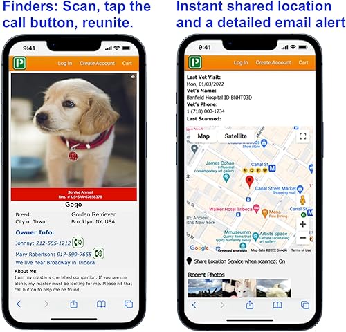 Miniatura 5 de Pet Dwelling La etiqueta de identificación de código QR de Service Dog proporciona un símbolo de alerta médica, perfil de mascota en línea y