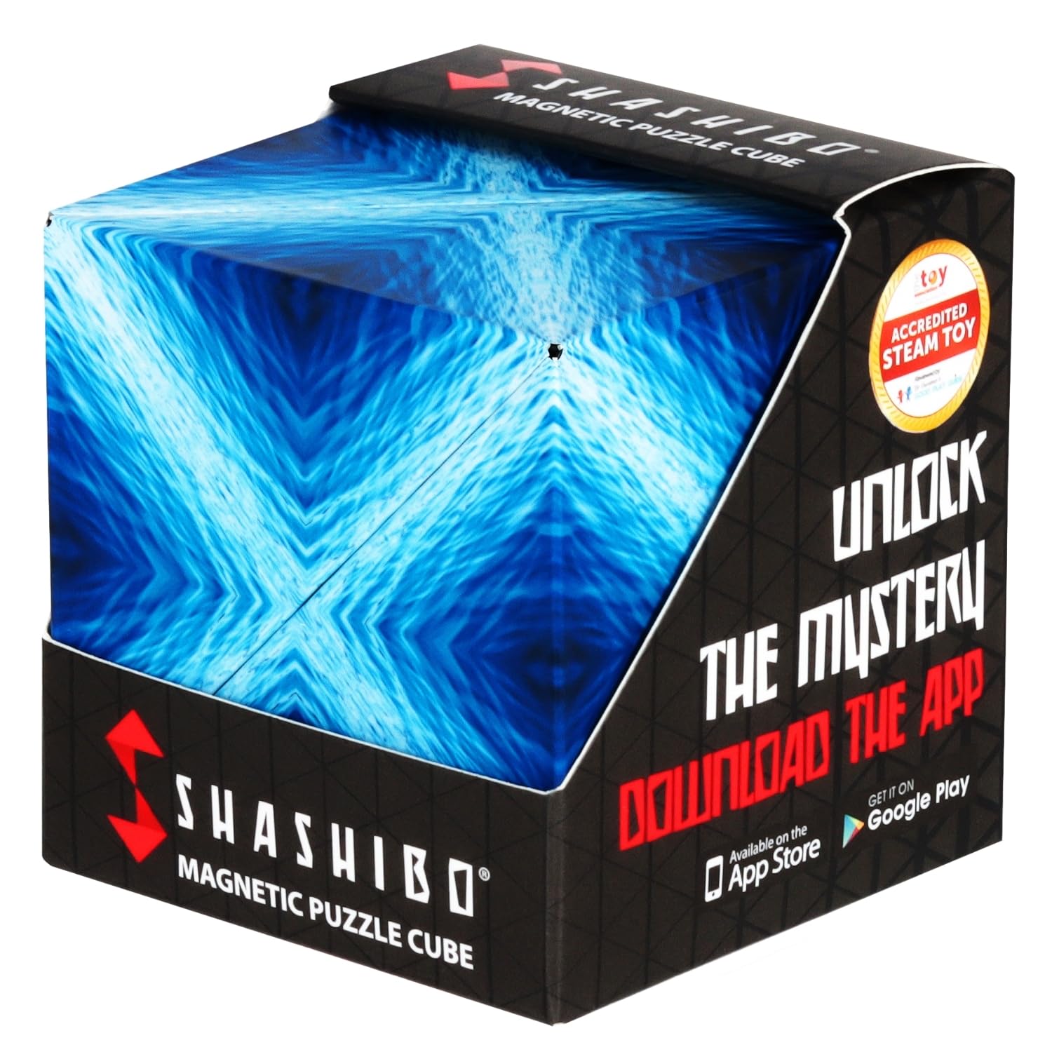 Shashibo Shape Shifting Box - Award-Winning STEM Fidget Toy with Ultra Strong Magnets - Puzzle Cube Transforms Into 100+ Shapes, Perfect Sensory Gift for Kids, Teens, and Adults (Blue Planet)