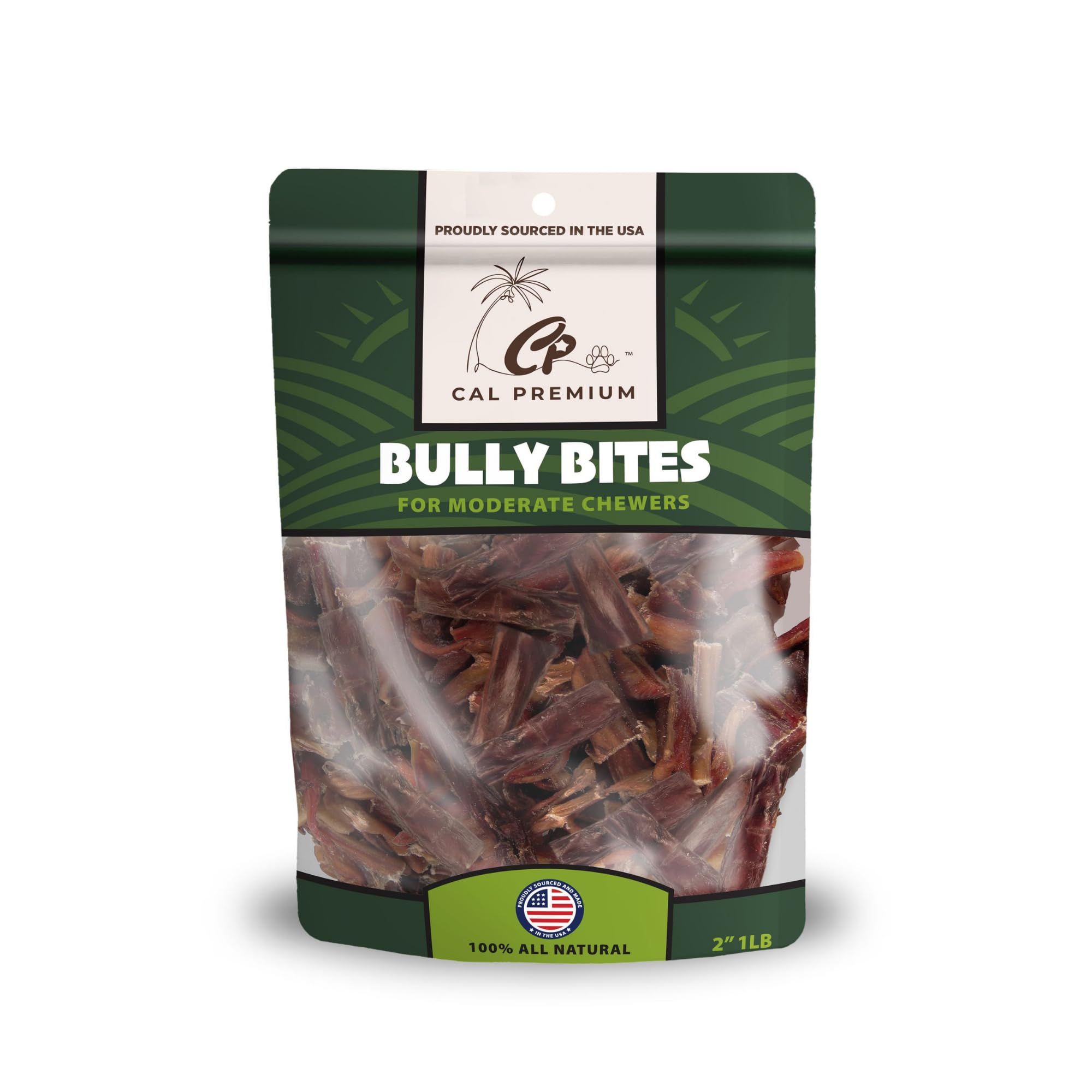 Cal Premium Natural Bully Stick Bites for Dogs, 2-3 inch, 1 Pound | 100% USA Sourced & Made, Single Ingredient, Fully Digestible Bite Sized Beef Chews