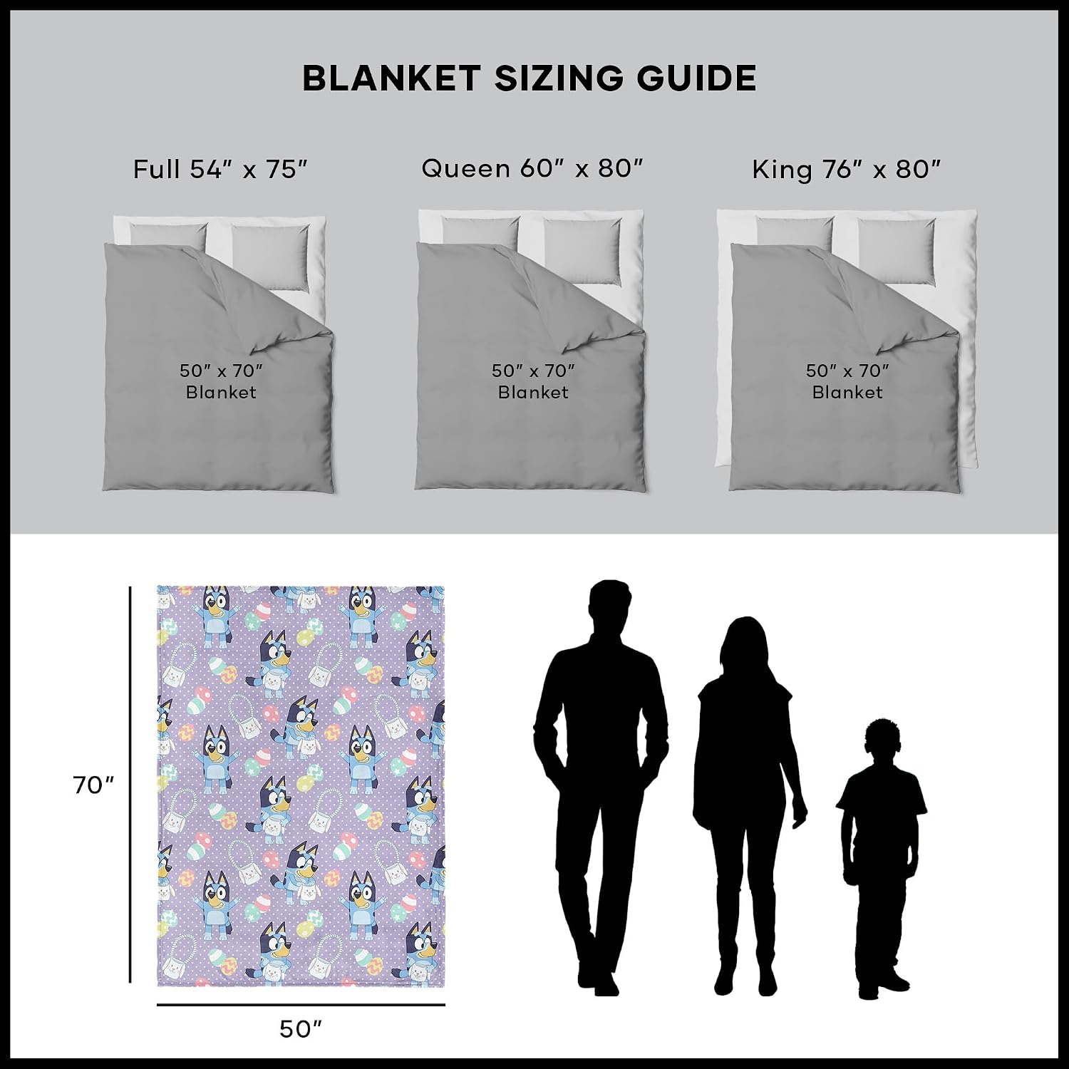 Northwest Bluey Bunny Pup Throw Blanket Oversized Silk Touch Throw, Ultra-Soft Lightweight Fleece Décor, 50 x 70 inches