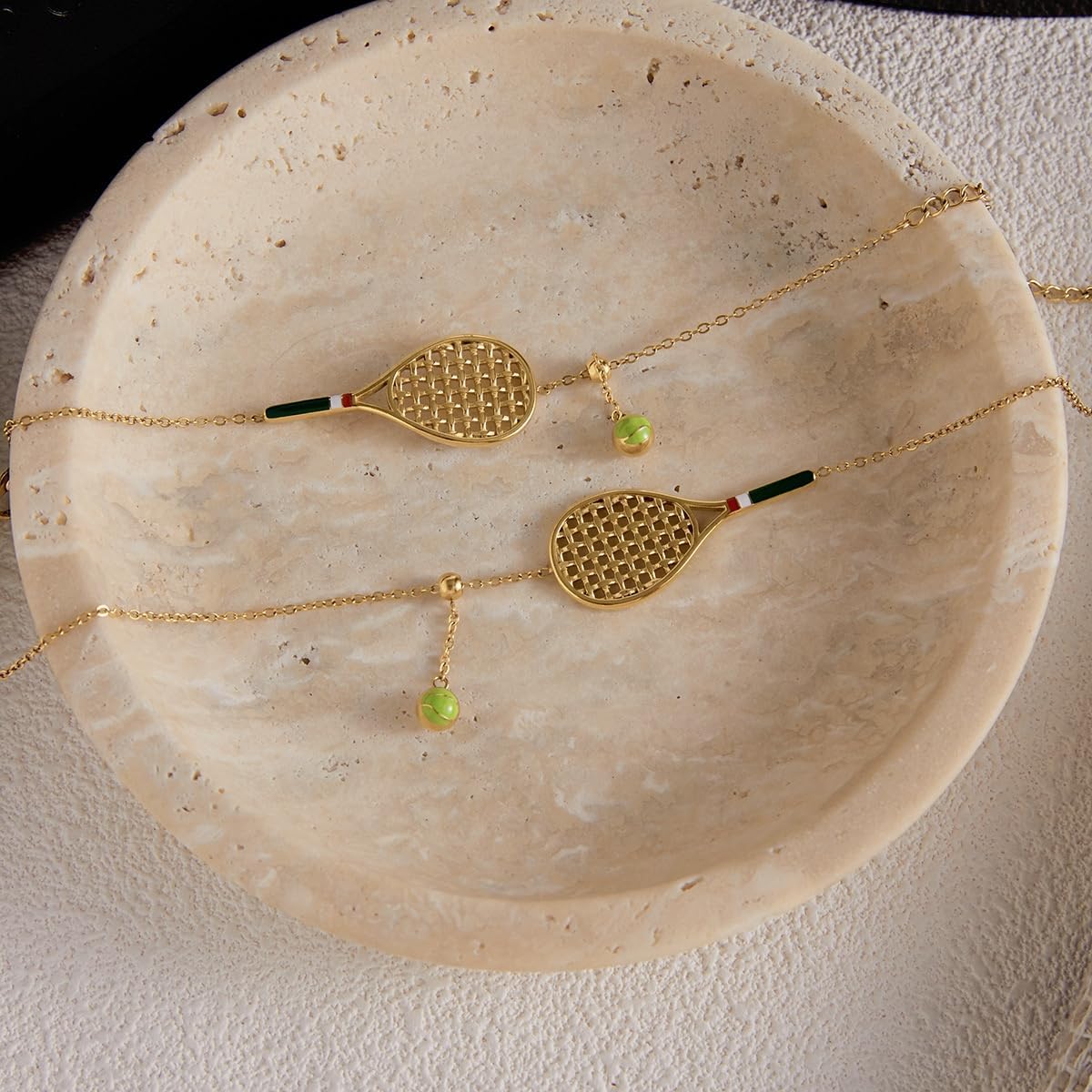 Kokoma Tennis Racket Bracelet for Women Tennis Charm Link Chain Adjustable Stainless Steel Sport Bracelet Fashion Athletic Accessories Jewelry for Sports Lover - Image 4