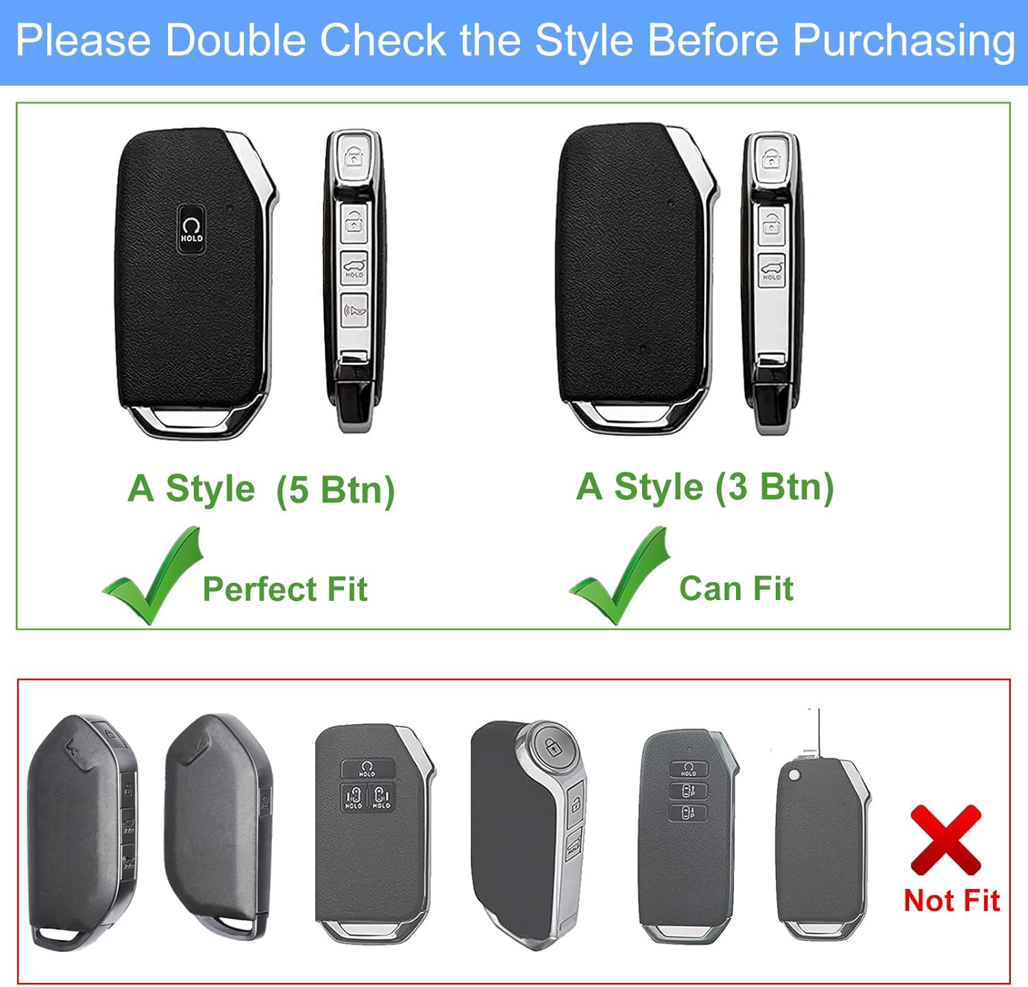 5-Button Leather Key Fob Cover, Compatible with Kia Cerato Ceed Forte NIRO Sorento Seltos Sportage Soul Telluride Keyless Entry Remote Smart Key, No Screw Design Style Key Protector(Brown)