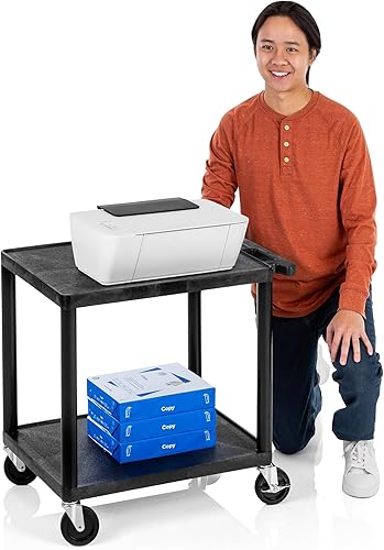 Stand Steady Tubstr - Carrito utilitario compacto de 2 estantes Fabricado en Estados Unidos Estantes planos de fácil carga con capacidad para