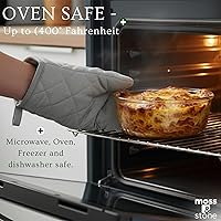 Vista 6 de Moss & Stone 4-Pack Round Kitchen Glass Food Storage Containers Set with Lids – Reusable Glass Meal Prep Containers for Kitchen, Lunch or Fridge