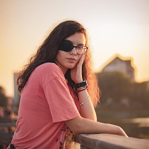 Miniatura 5 de Ouligay 6 piezas de parches para ojos, parche para ojos negros, parche reutilizable para ojos perezosos, parches médicos para adultos para tratar el