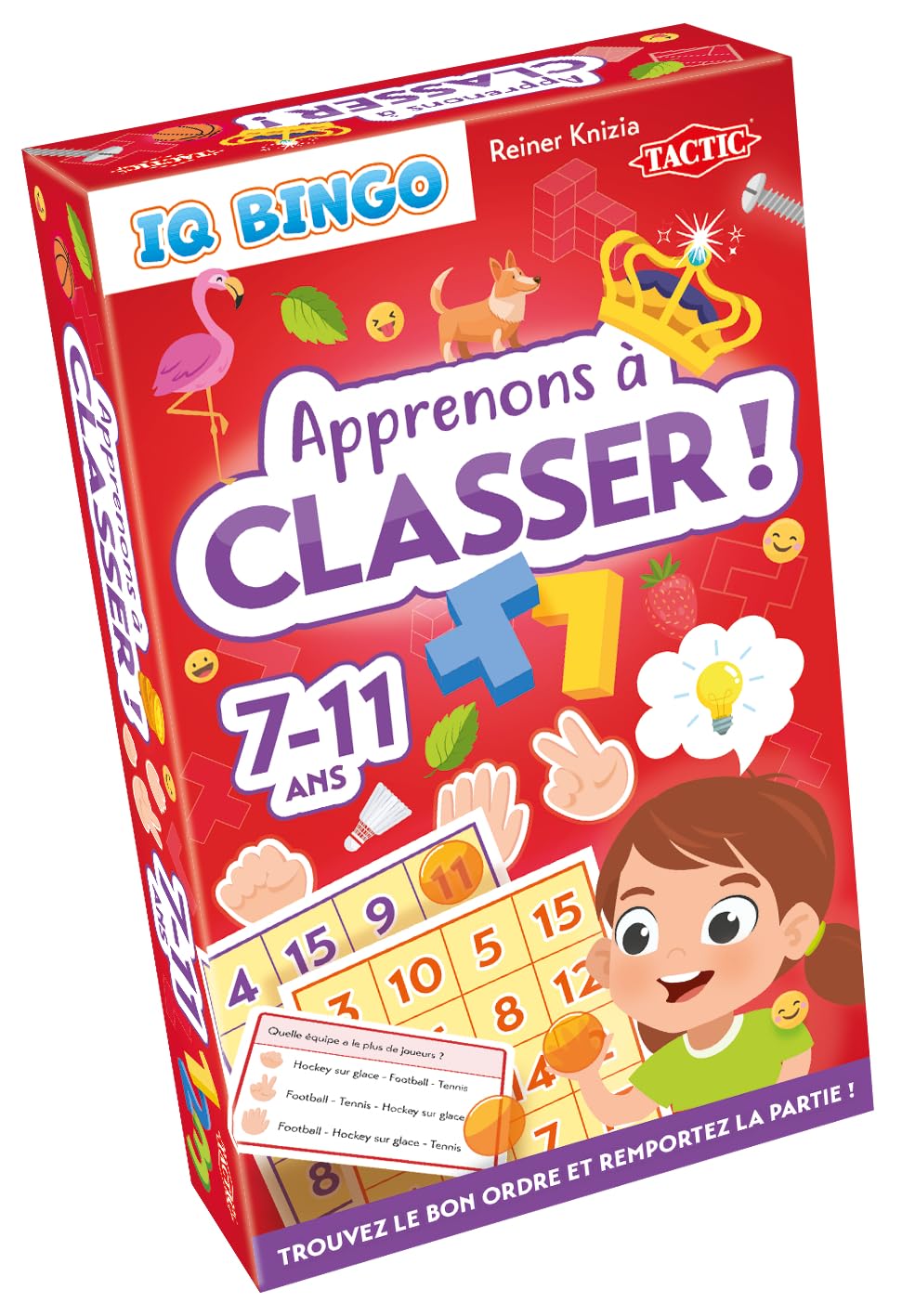 Tactic - 60951-Impariamo a classificare – IQ Bingo | Gioco educativo di logica e ragionamento | 100 sfide | 2 Giocatori | 7–11 Anni | Gioco da tavolo Bambino