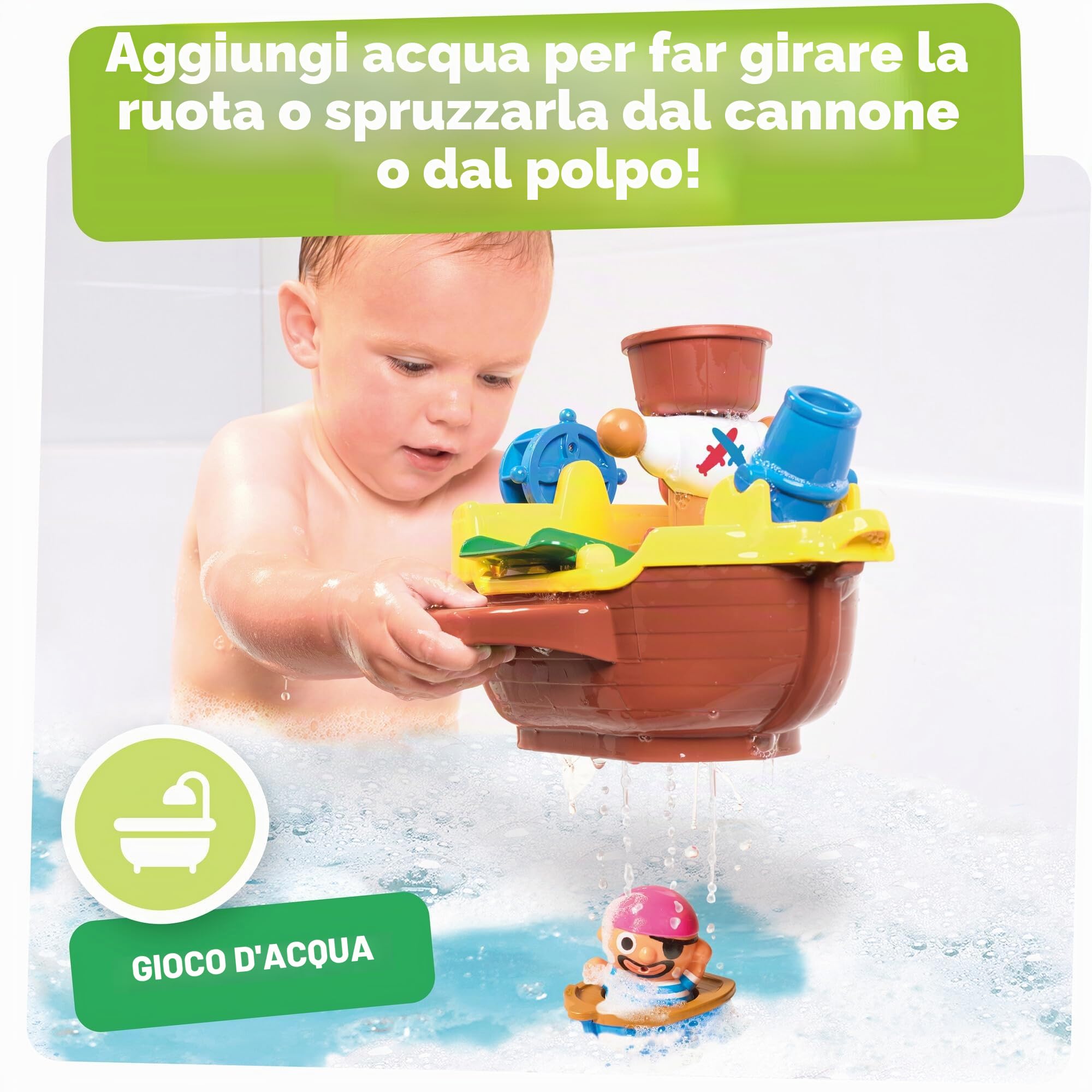 TOMY Toomies Pirate Bath Baby Bath Toy, Shower Baby Toy for Water Play in the Bath, Kids Bath Toy Suitable for Toddlers & Children, Boys & Girls from 18 Months+