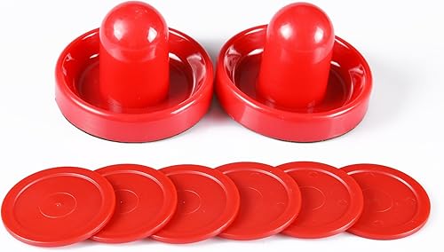 Miniatura 2 de Air Hockey - Discos de repuesto rojos y porteros deslizantes para mesas de juego, equipo, accesorios (2 huelgas, paquete de 6 discos)