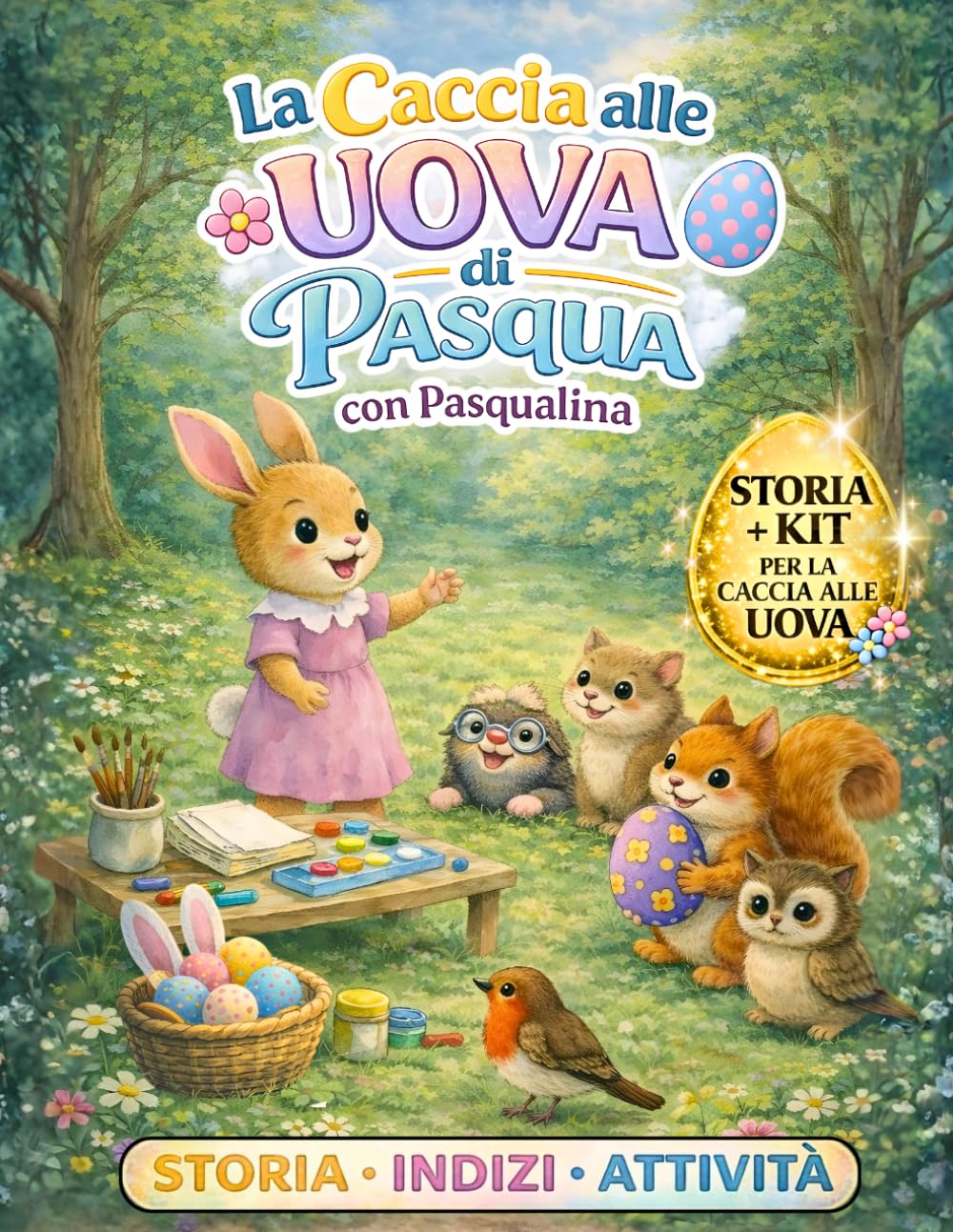 Pasqualina e la Caccia alle Uova di Pasqua: Storia per bambini con giochi e attività creative da ritagliare