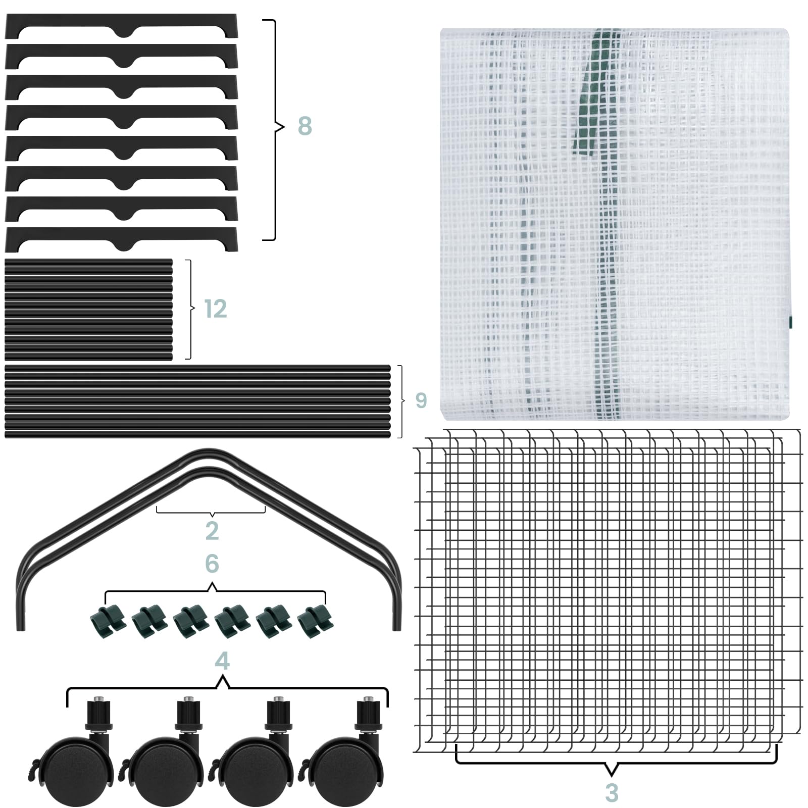 WOLTU Serra da Giardino, con Ruote, Serra da Balcone, 70x50x131 cm, Copertura in PE 140 g/m², Porta a Zip Avvolgibile, per Svernamento con 3/4 Ripiani, per Interni ed Esterni, Bianco