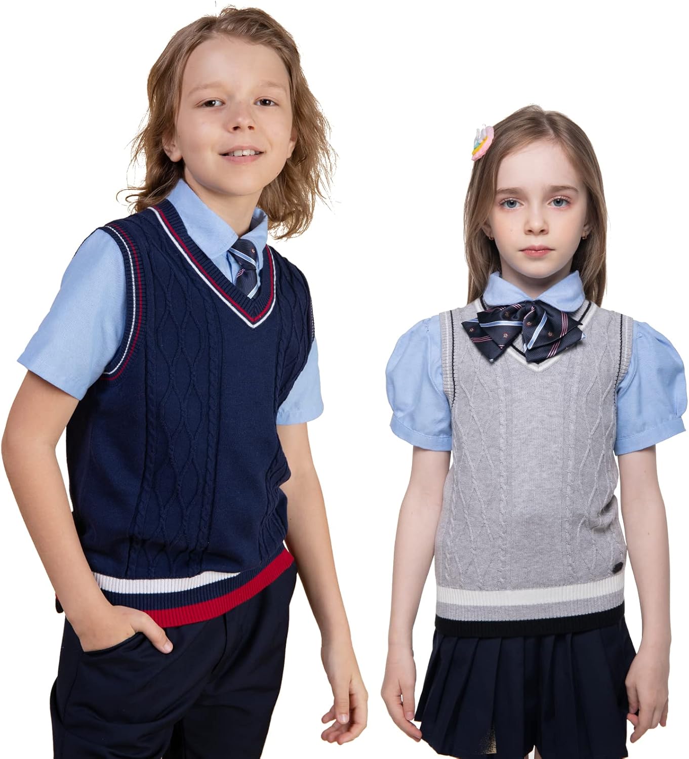 Kid Nation Boys Sweater Vest 100% Cotton School Uniform Vest for Girls Boy Toddler Kids Knit Vest - Image 3