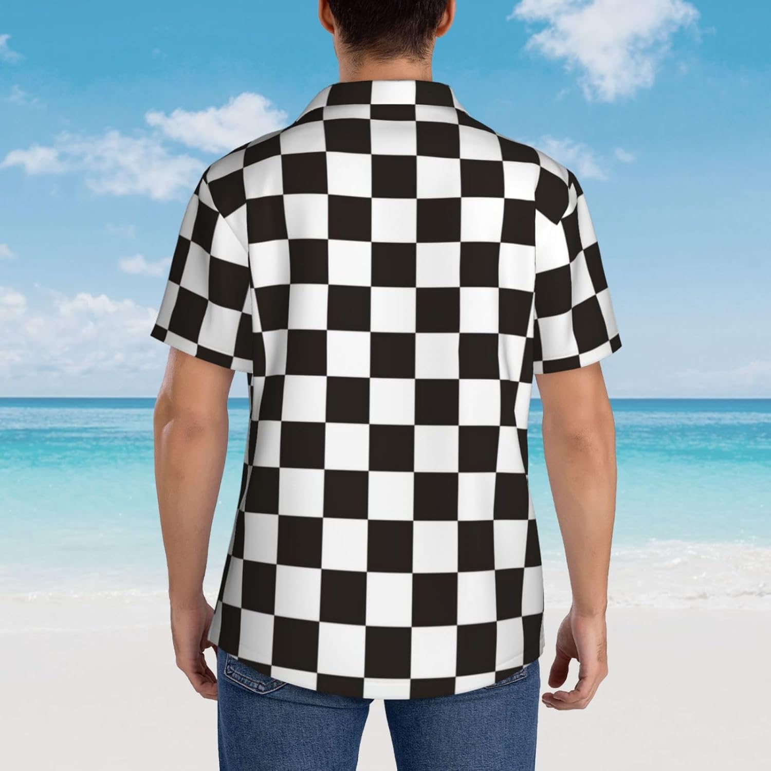 Amazon.com: Xiso Ver Black and White Checkerboard Hawaiian