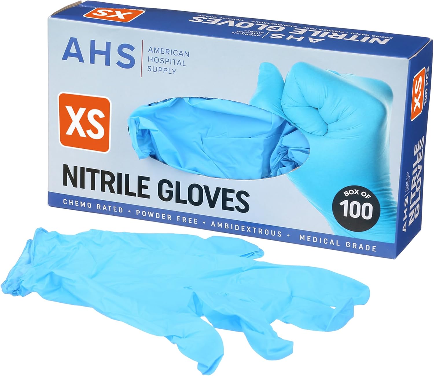 AMERICAN HOSPITAL SUPPLY Nitrile Gloves, Chemo-Rated Gloves Pack, Powder-Free, Medical-Grade, Examination Gloves