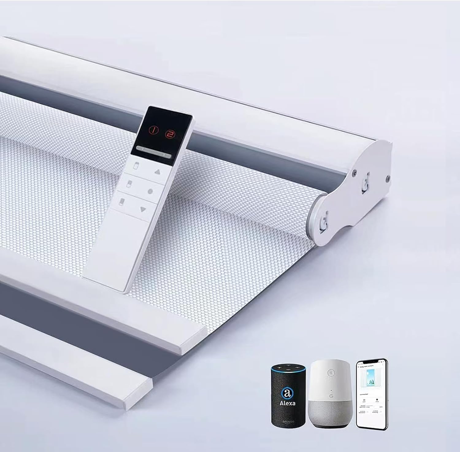 TIPIACE Day and Night Dual Layers Motorized Roller Blinds Shades Rechargeable Motor Suitable for Home, Office, Hotel Windows (5101+White 8018)