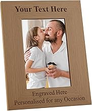 Personalised Wooden Photo Frames Custom Engraved Any Message Multiple Sizes Bold Text (4 x 6 Inch)