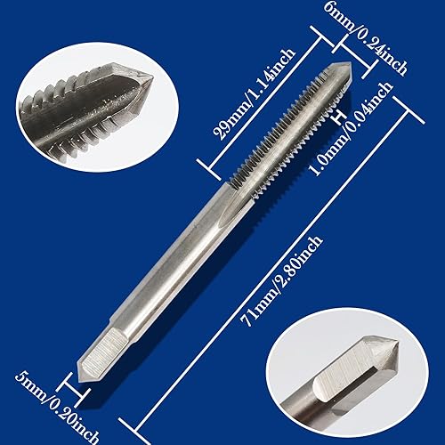 Miniatura 2 de M6x1.0.000 in HSS Máquina Izquierda Rosca Macho, Broca de Taladro para Perforación de Agujero de Madera Metal (1 Pieza)