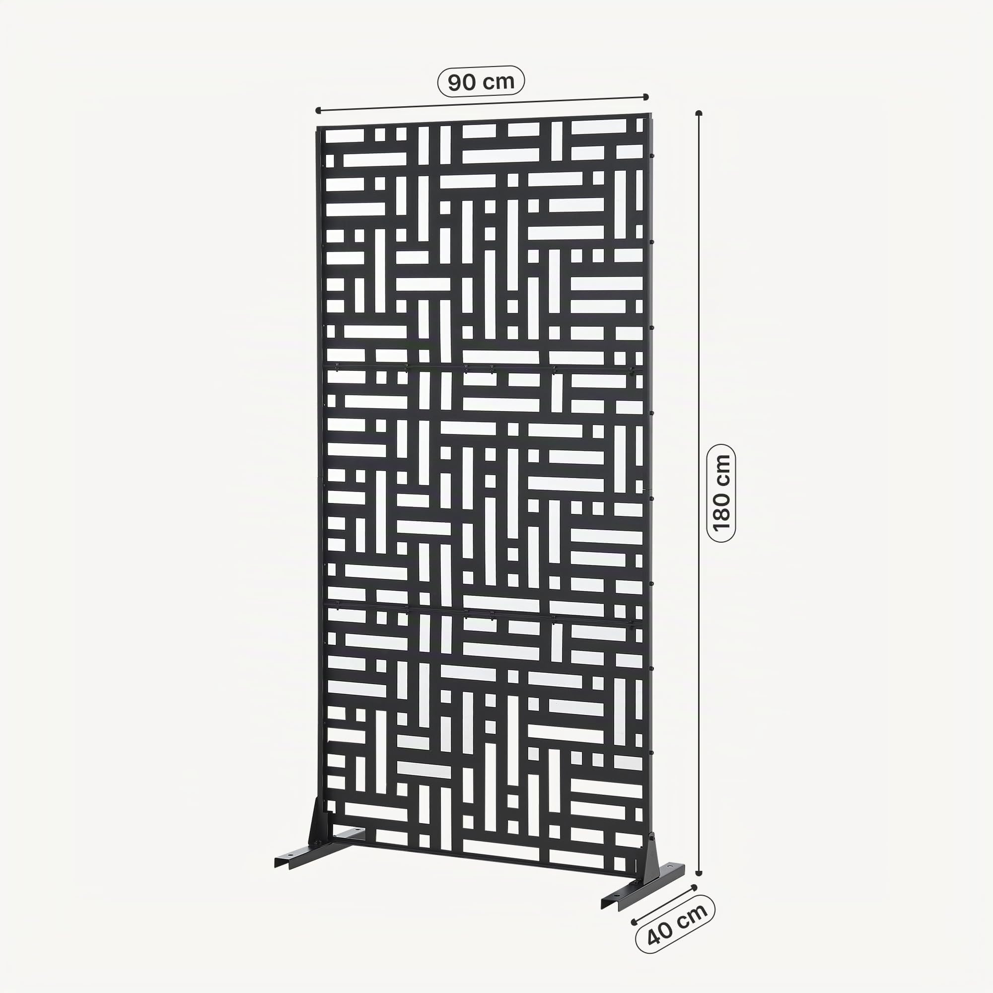 casa.pro Tabique Bernalda Divisor de Espacios Biombo Separador de Ambientes Exterior Interior Diseño Atractivo Protege del Sol Viento Acero Galvanizado 180 x 90 x 40 cm - Negro