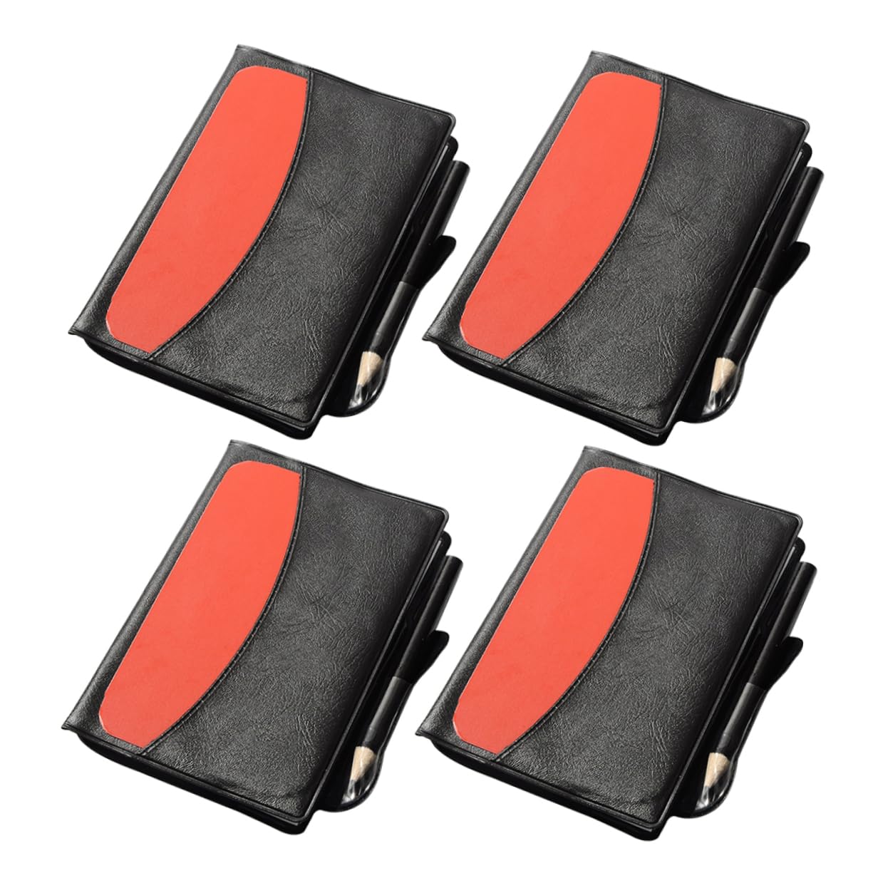 Yardwe Referee Soccer Set 4 Pack Red Yellow Warning Cards Pencil Scorebook Leather Case