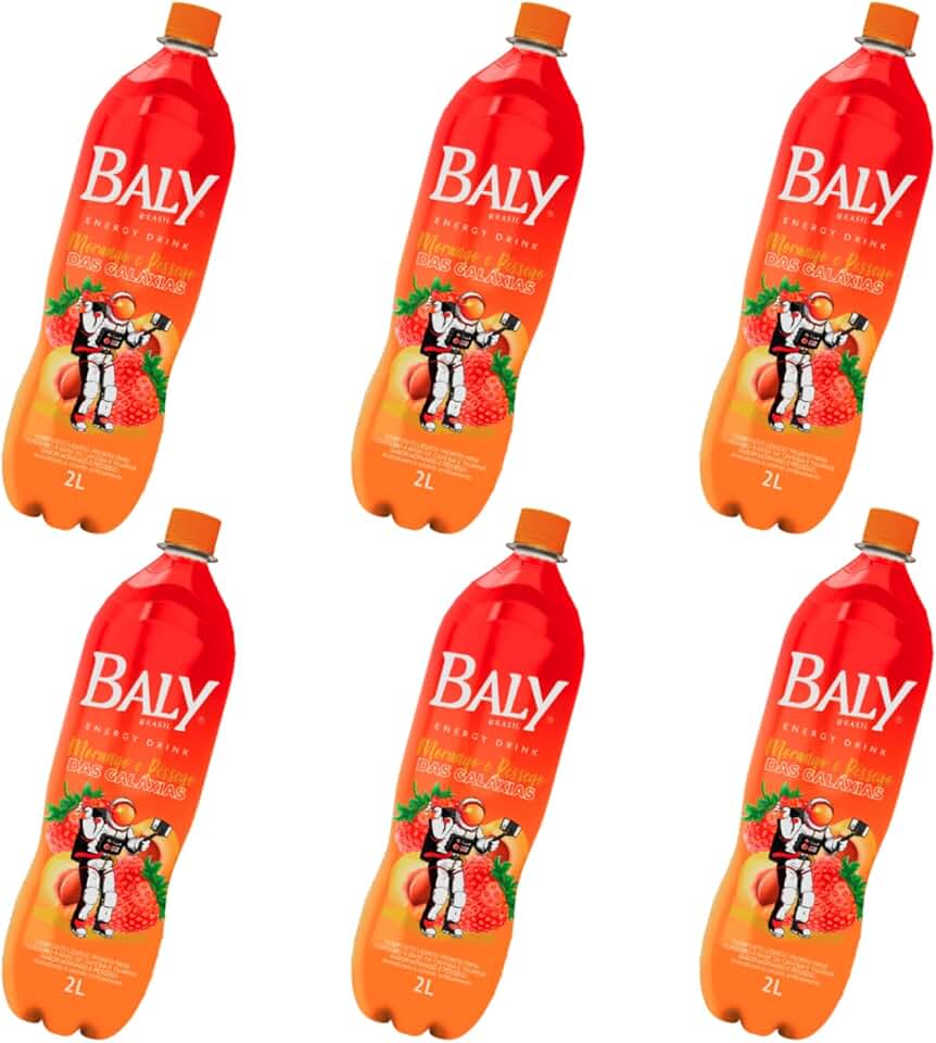 Baly Energético Morango e Pêssego 2L Com 6 unidades