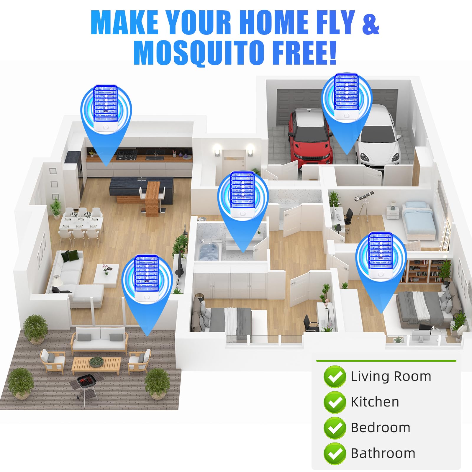 2026 - Eliminador de mosquitos para interiores, mata mosquitos para bebés y mascotas, trampas para insectos para sala de estar, dormitorio, habitación de bebé, cocina, oficina, paquete de 6