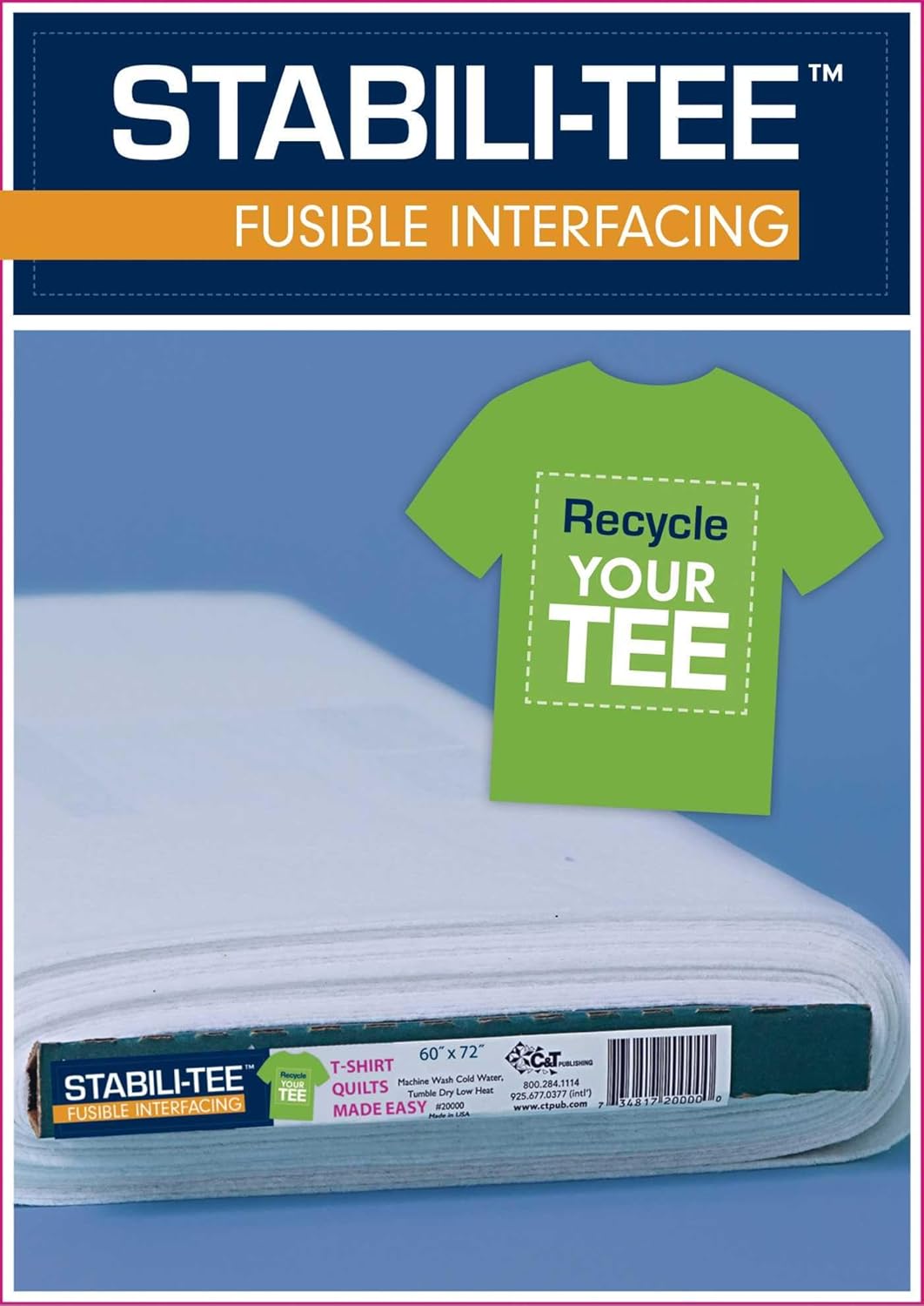 Stabili-TEE Fusible Interfacing Bolt, 60" x 10 yards: T-Shirt Quilts Made Easy      Misc. Supplies – June 1, 2017