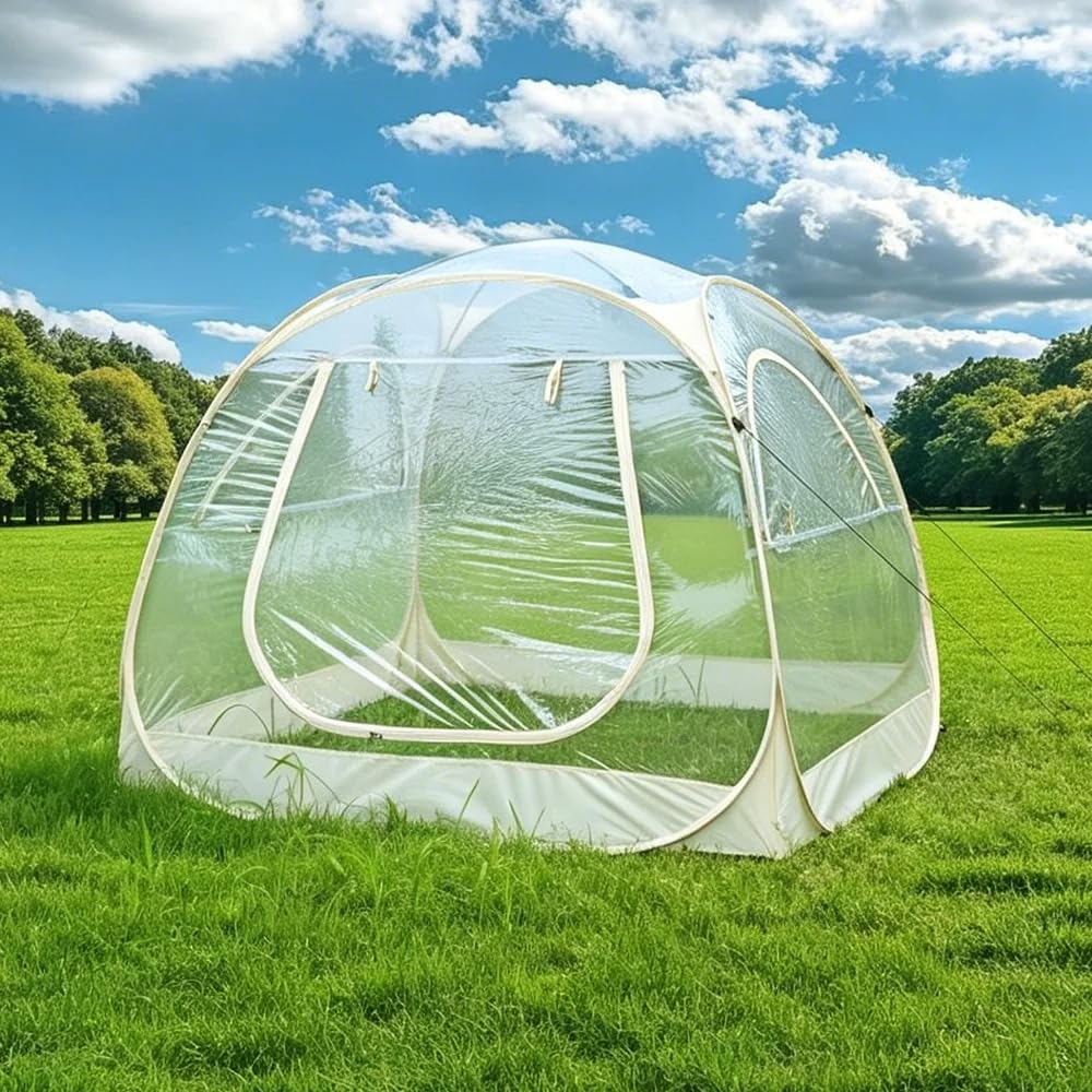 Large Pop Up Bubble Tent, Clear Outdoor Dome Shelter with PVC Panels, Oxford Fabric & FRP Poles, Instant Screen House for Garden, Patio, Camping, Stargazing & Outdoor Viewing, 3 Sizes