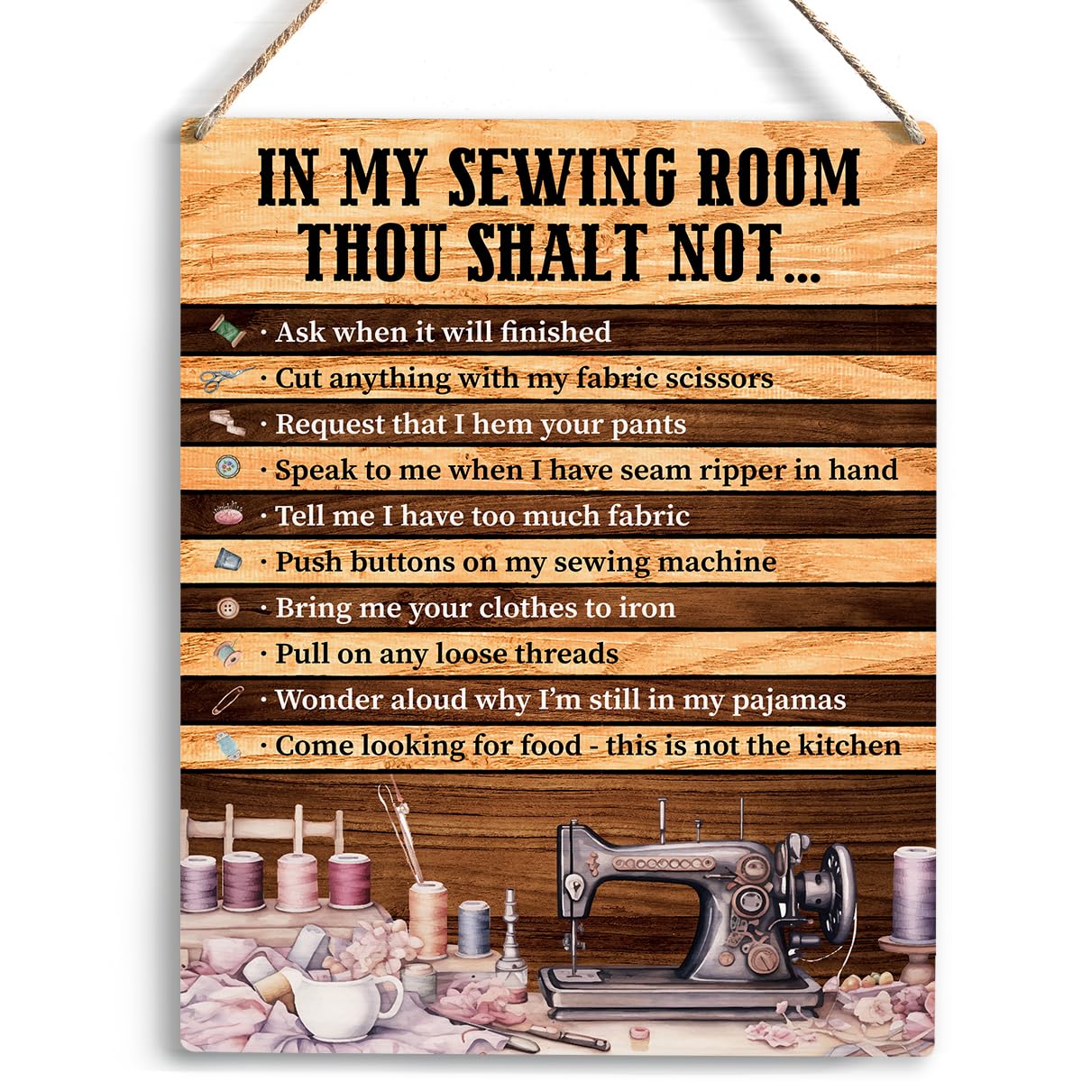 Retro Sewing Supplies Home Decor Wall Decor Sewing Accessories Wall Art Rustic Wooden Hanging Sign Quilting Supplies for Quilters Sewers Quilting