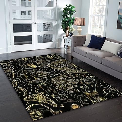 Miniatura 1 de Alfombra de área de manuscrito medieval esotérico mágico, ocultismo mágico, para sala de juegos, aula, dormitorio, entrada, alfombra de aprendizaje