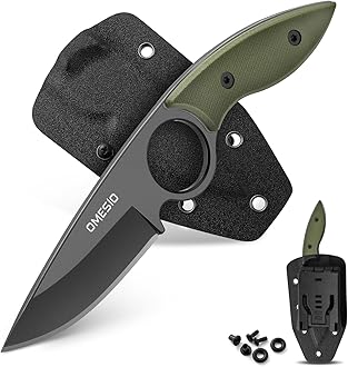 Fixed Blade Knife with Sheath, 6.92" Tactical Small Horizontal Carry Fixed Blade EDC Knife for Men Women with Kydex Sheath, Black Full Tang Blade G10 Ergonomic Handle, Ideal for Gifting